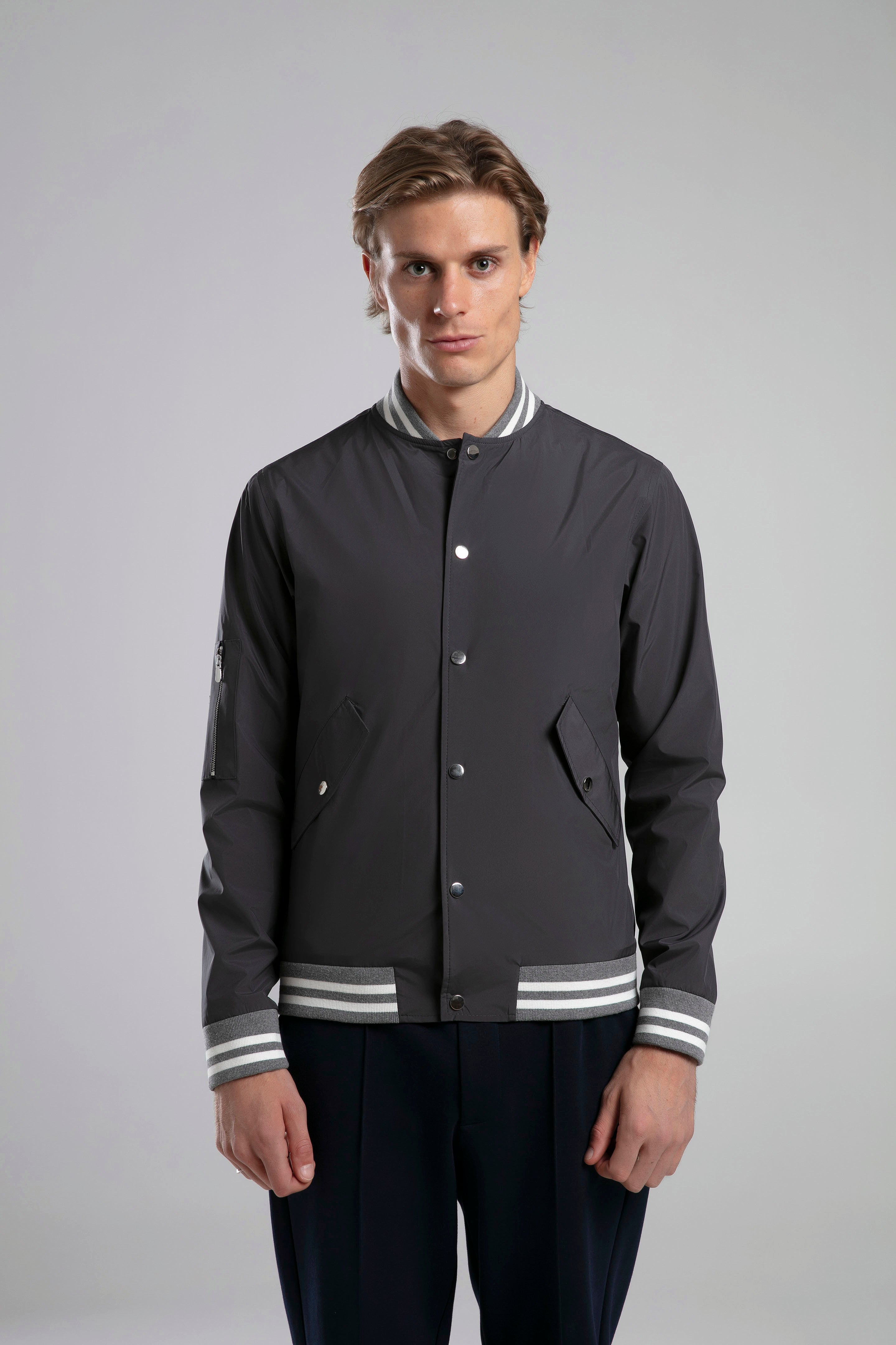 Çıtçıtlı Bomber Ceket - Kahverengi