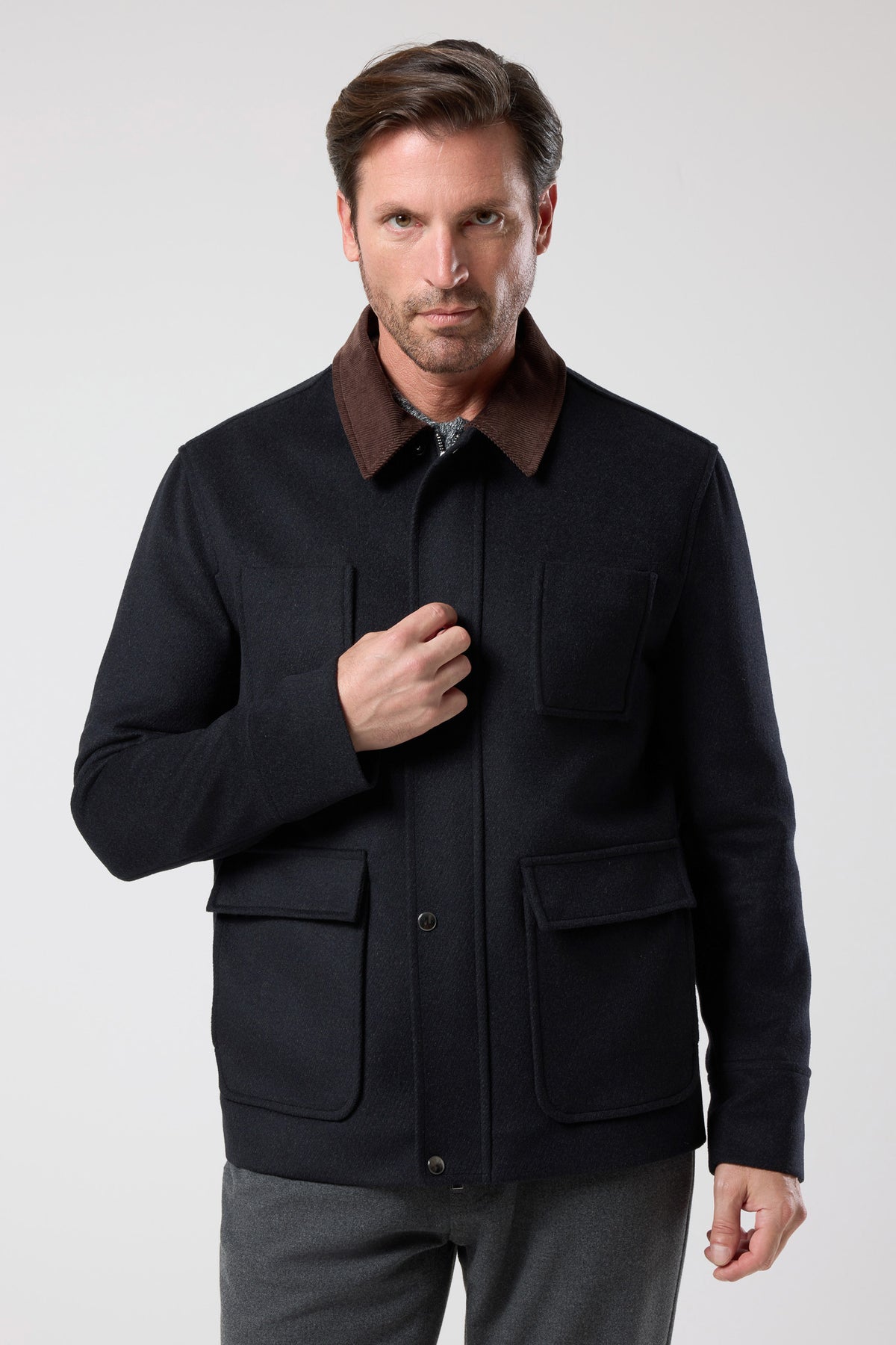 Cep Detaylı Gömlek Ceket - CKT-5026-BLACK-S - CKT-5026-BLACK-S_4