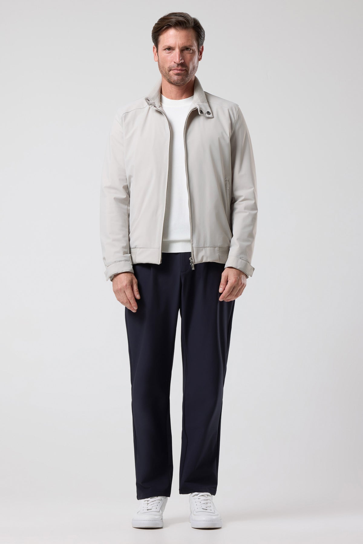 Dik Yaka Fermuarlı Ceket - CKT-5032-BEIGE-S