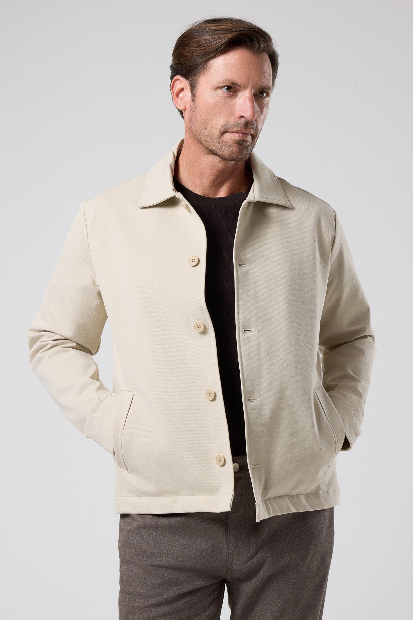 Düğmeli Klasik Yaka Ceket - CKT-5033-BEIGE-S - CKT-5033-BEIGE-S_3