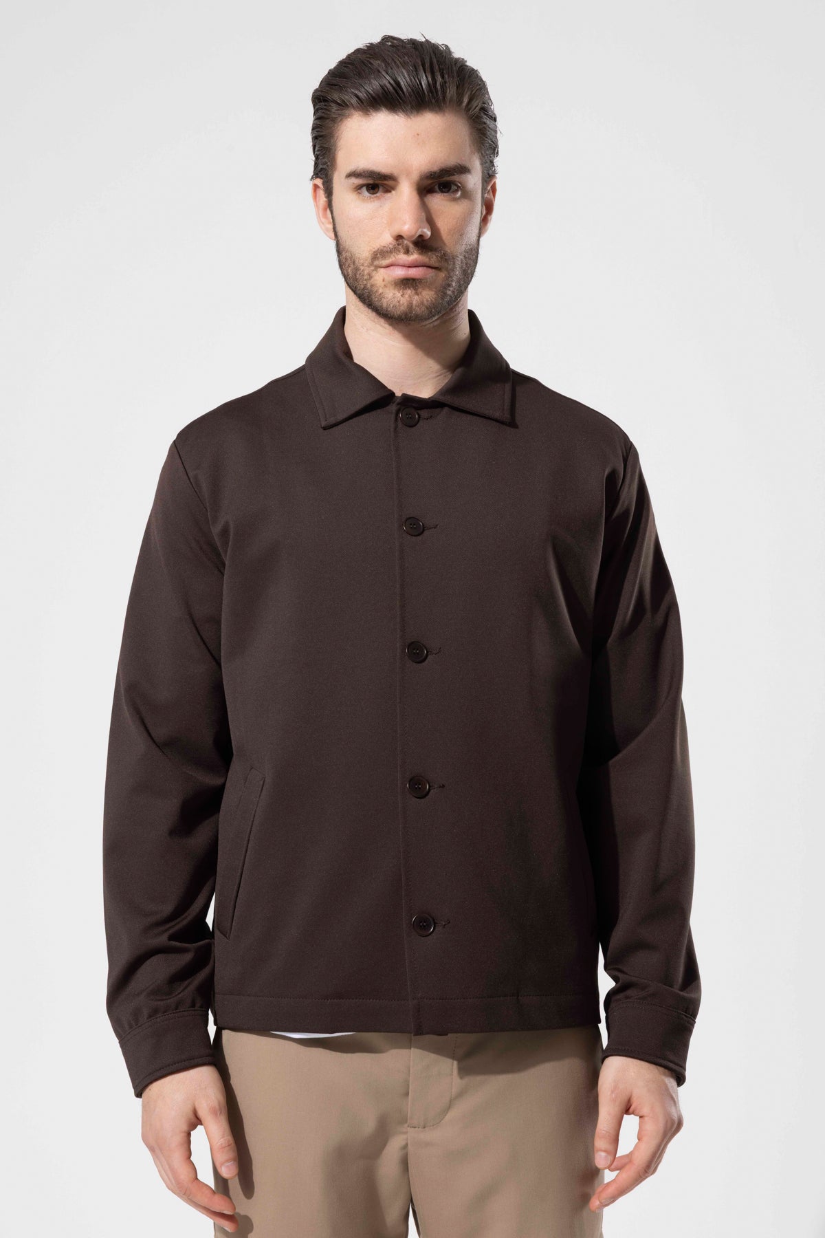 Minimal Tasarımlı Modern Erkek Ceket - Kahverengi