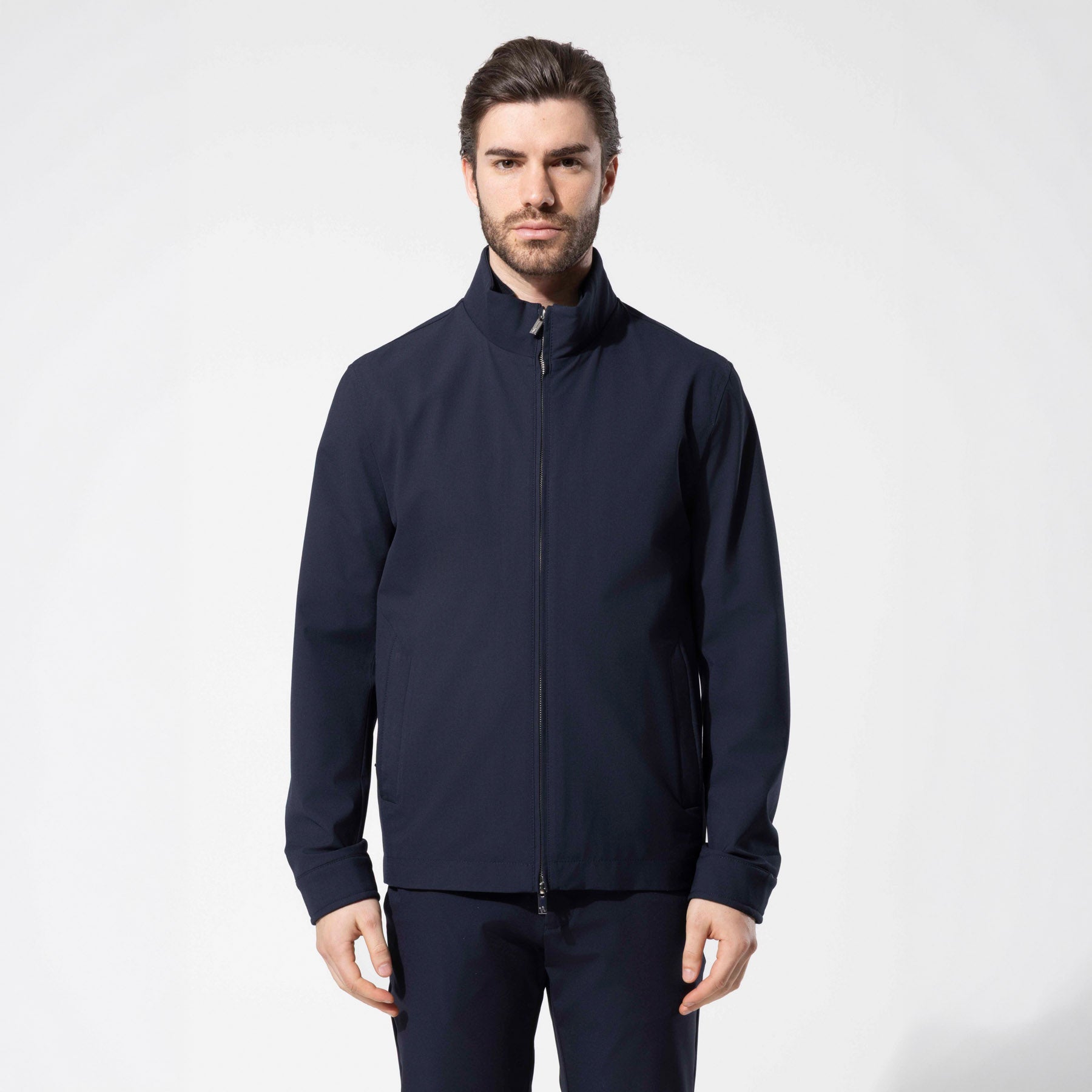 Dik Yaka Fermuarlı Modern Erkek Ceket