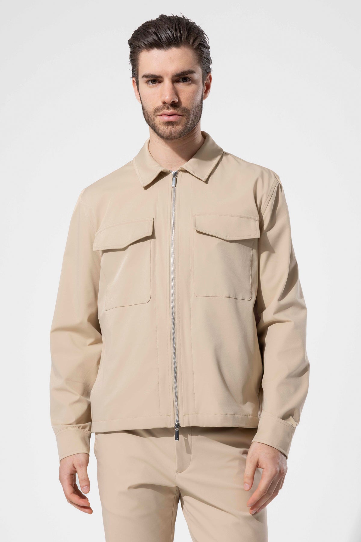 Cep Detaylı Fermuarlı Erkek Ceket