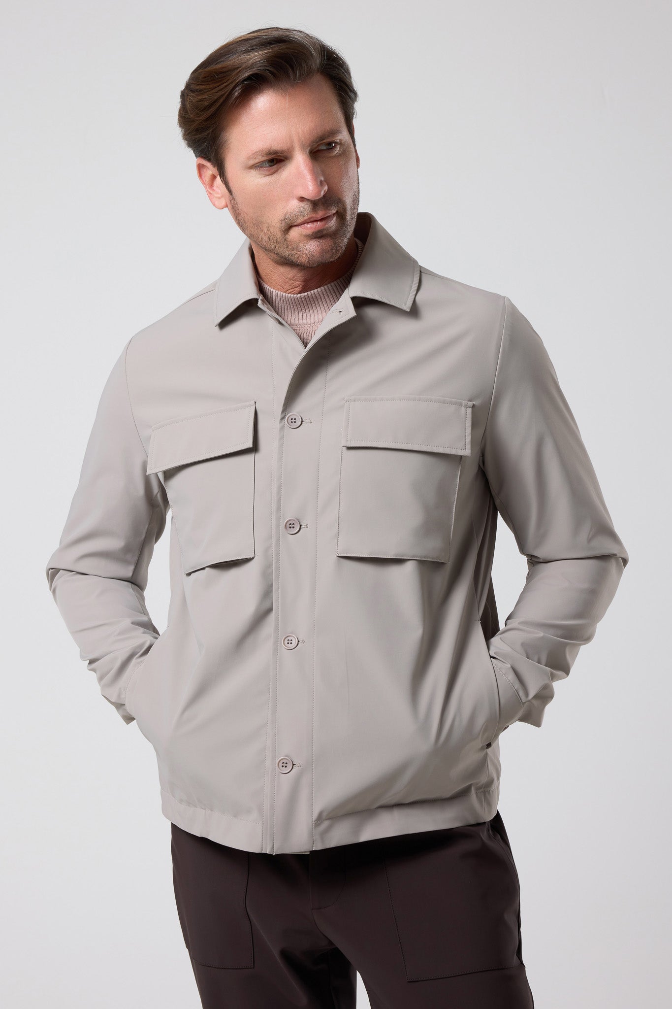 Çift Cepli Gömlek Ceket - CKT-5052-BEIGE-S - CKT-5052-BEIGE-S_4