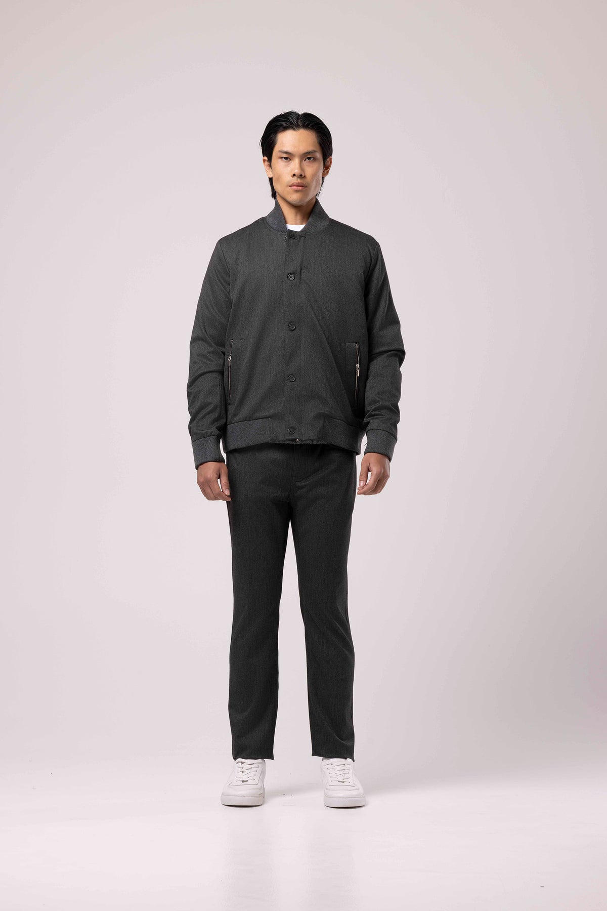 Stand Collar Zip-Up Bomber Jacket
