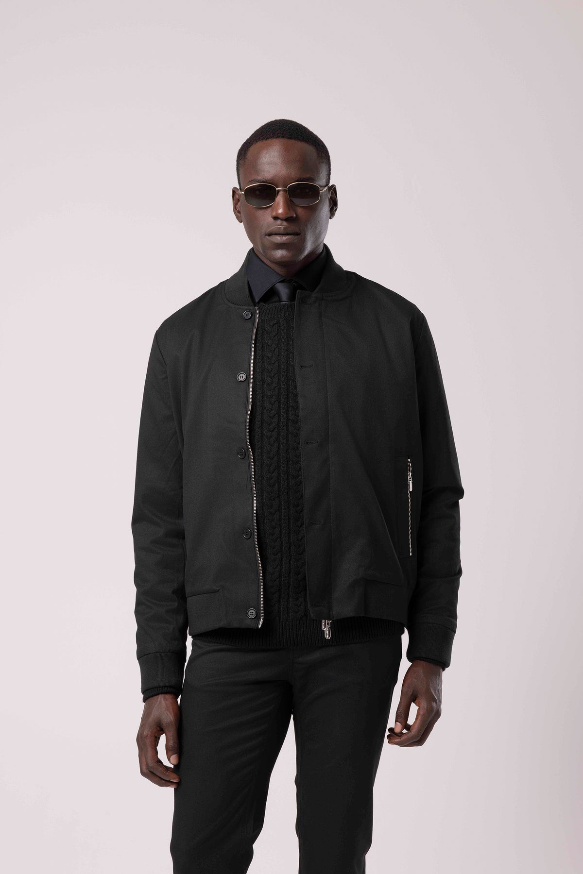 Stand Collar Zip-Up Bomber Jacket