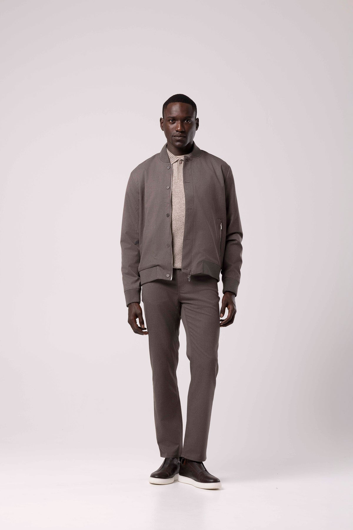 Stand Collar Zip-Up Bomber Jacket