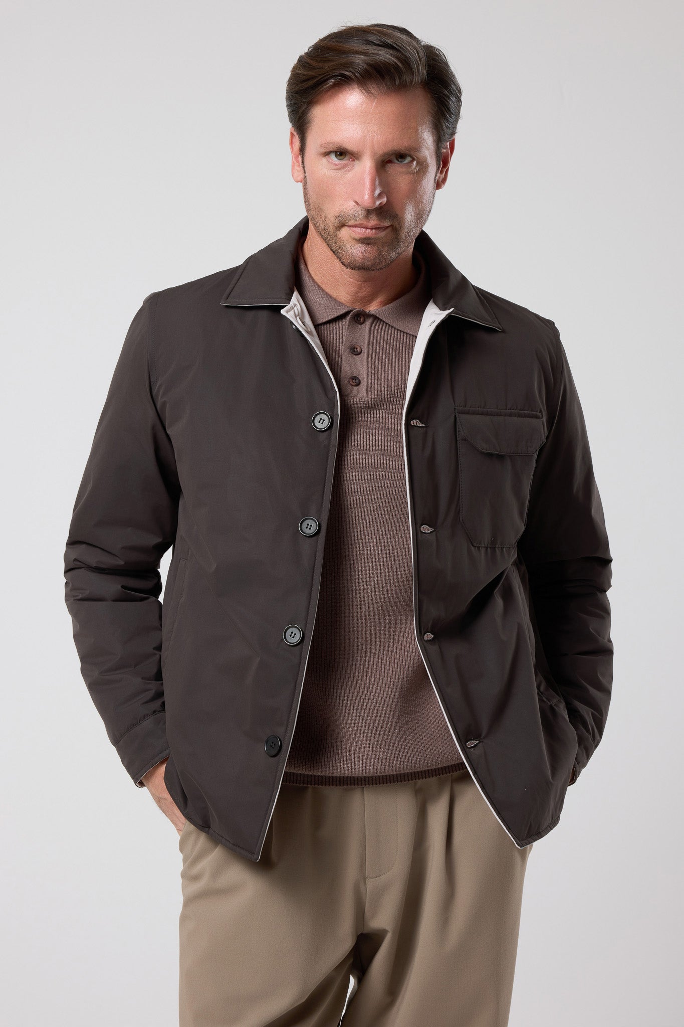 Kapak Cepli Düğmeli Ceket - CKT-5063-BROWN-S - CKT-5063-BROWN-S_14