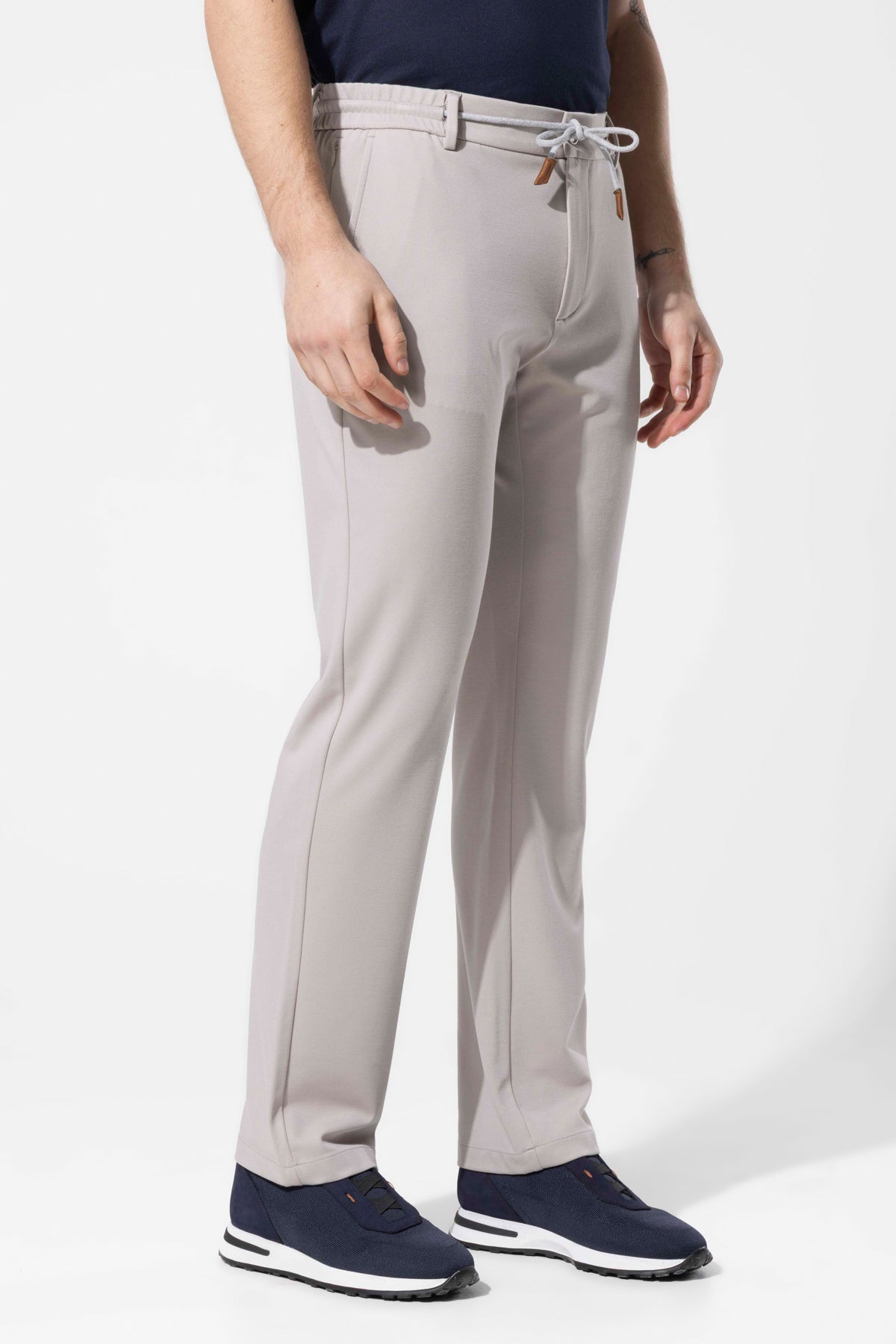 Men's Rayon Blend Pants with Drawstring Waist Detail