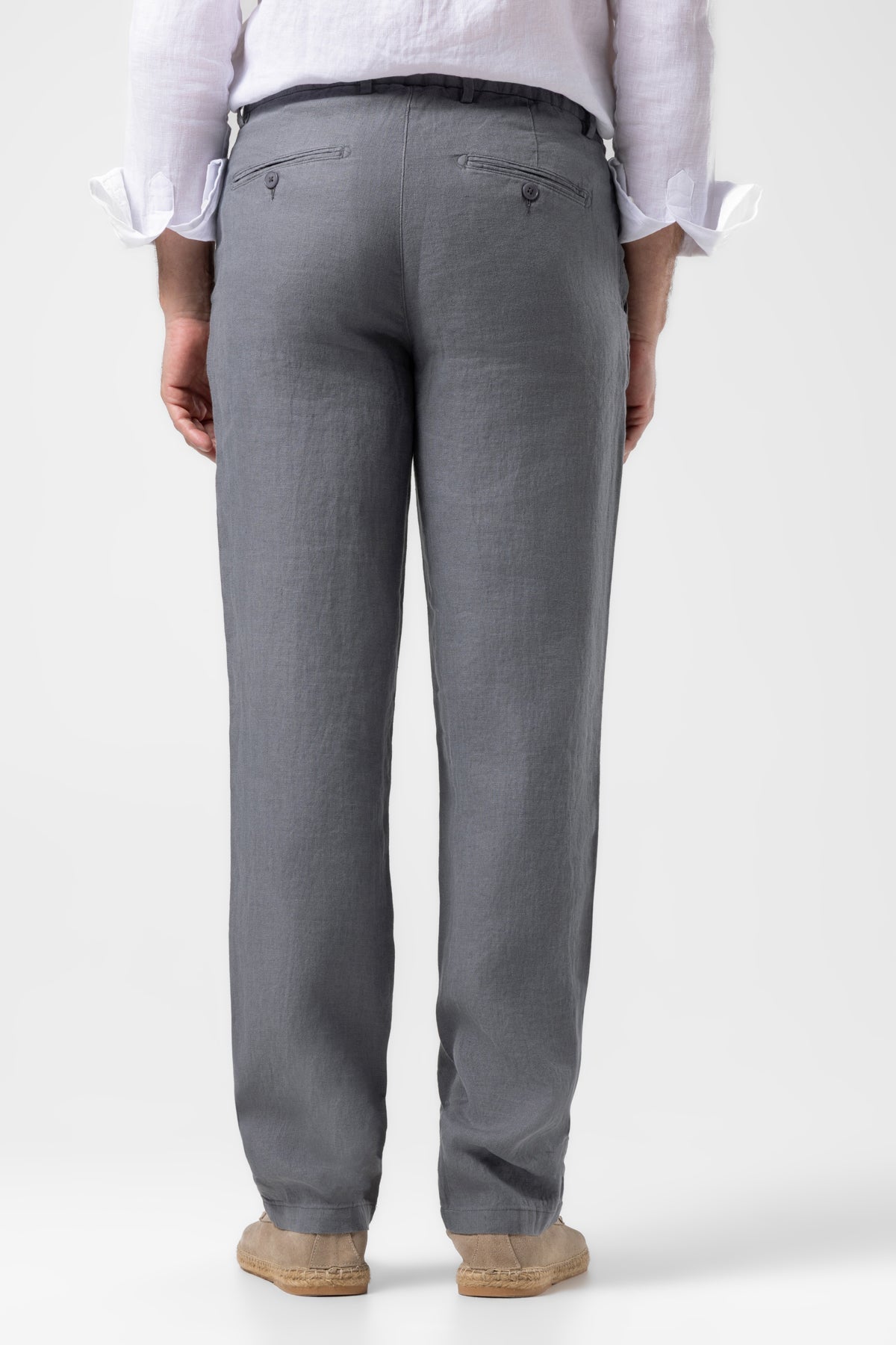 Klasik Bel Keten Pantolon - Koyu Gri