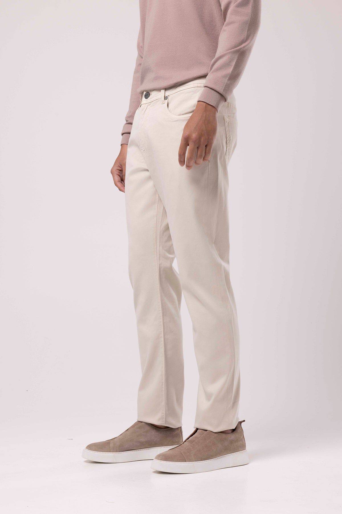 Straight-Leg Trousers with Buttoned Waist