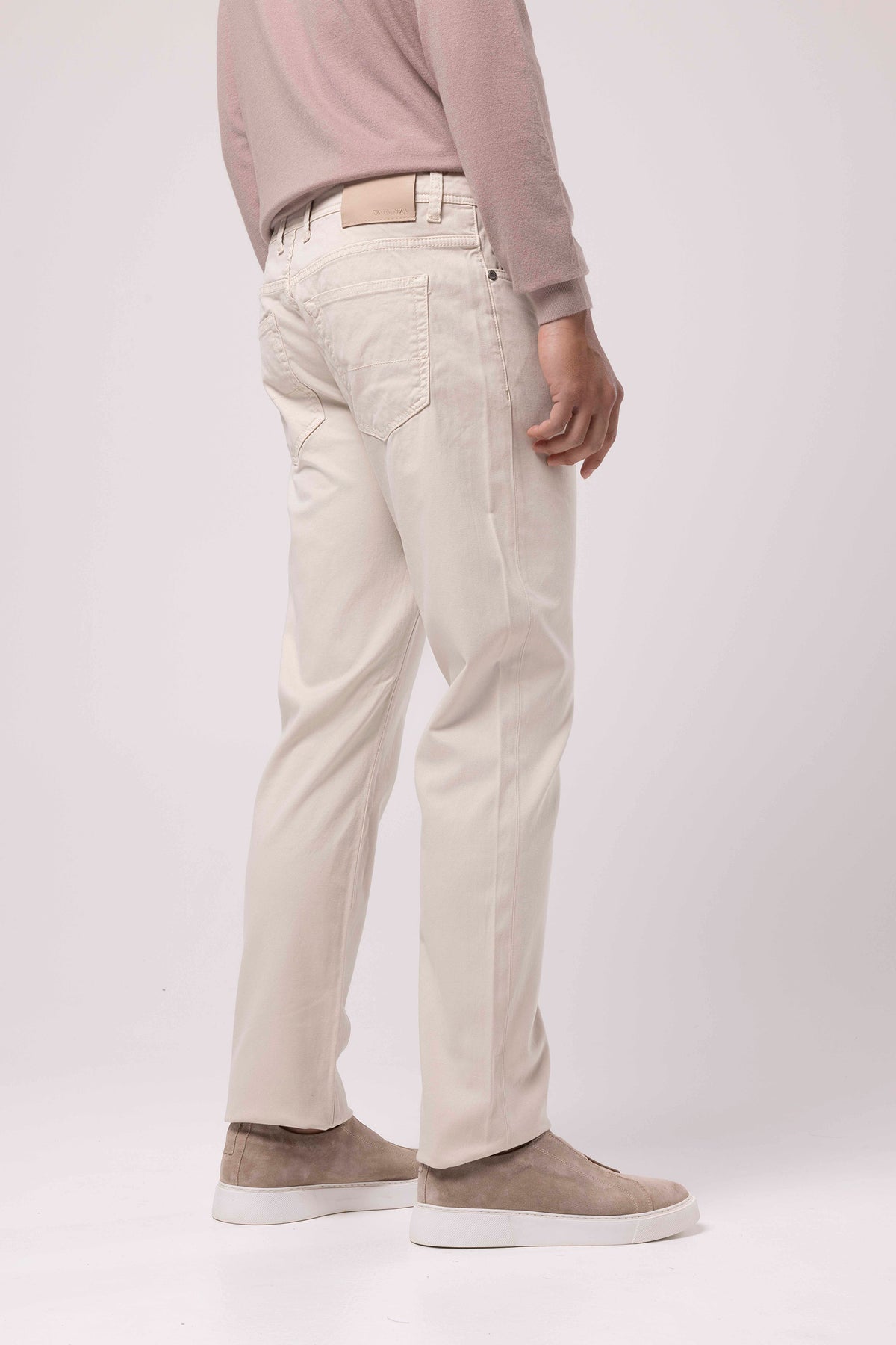 Straight-Leg Trousers with Buttoned Waist