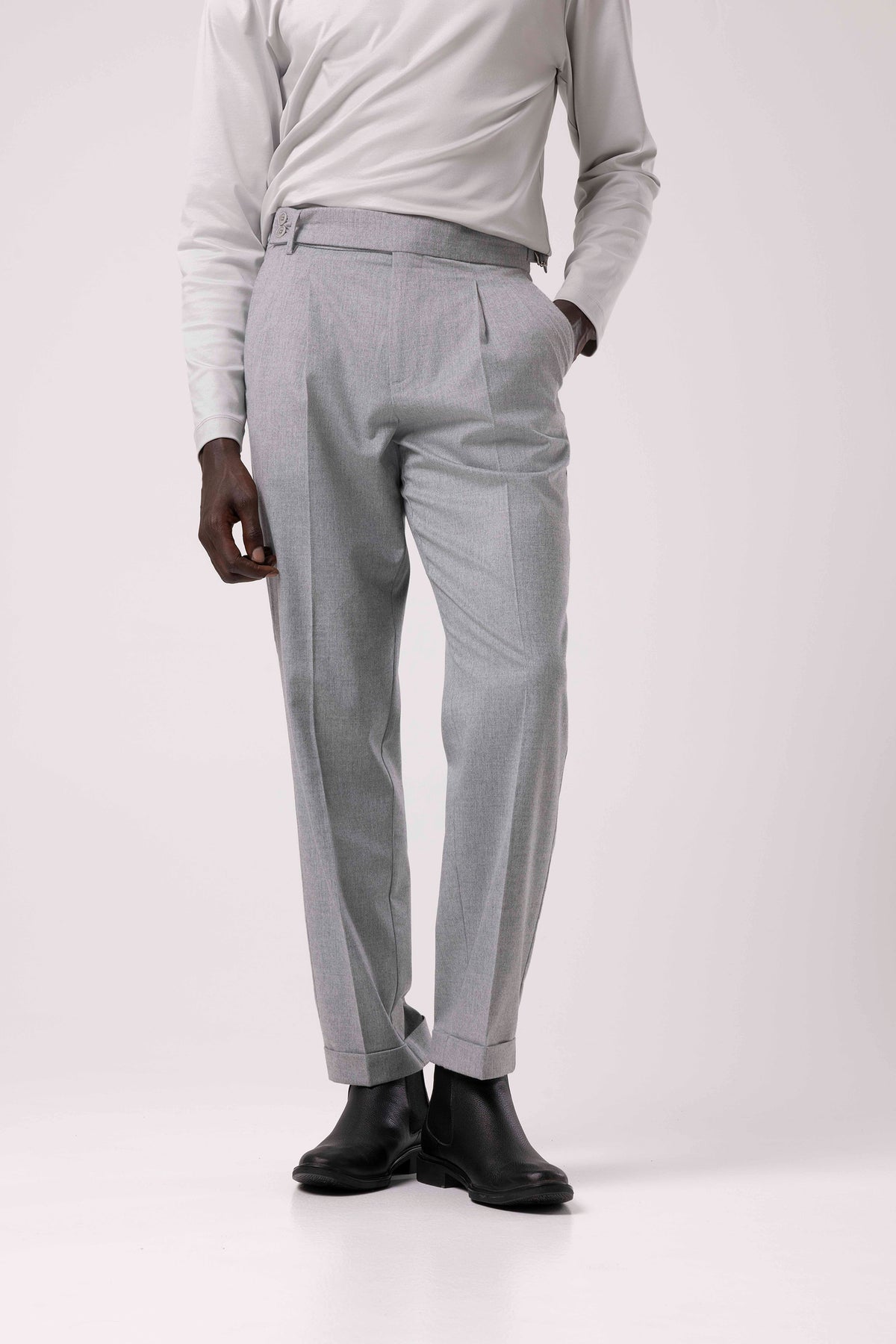 Klasik Çizgili Kumaş Pantolon