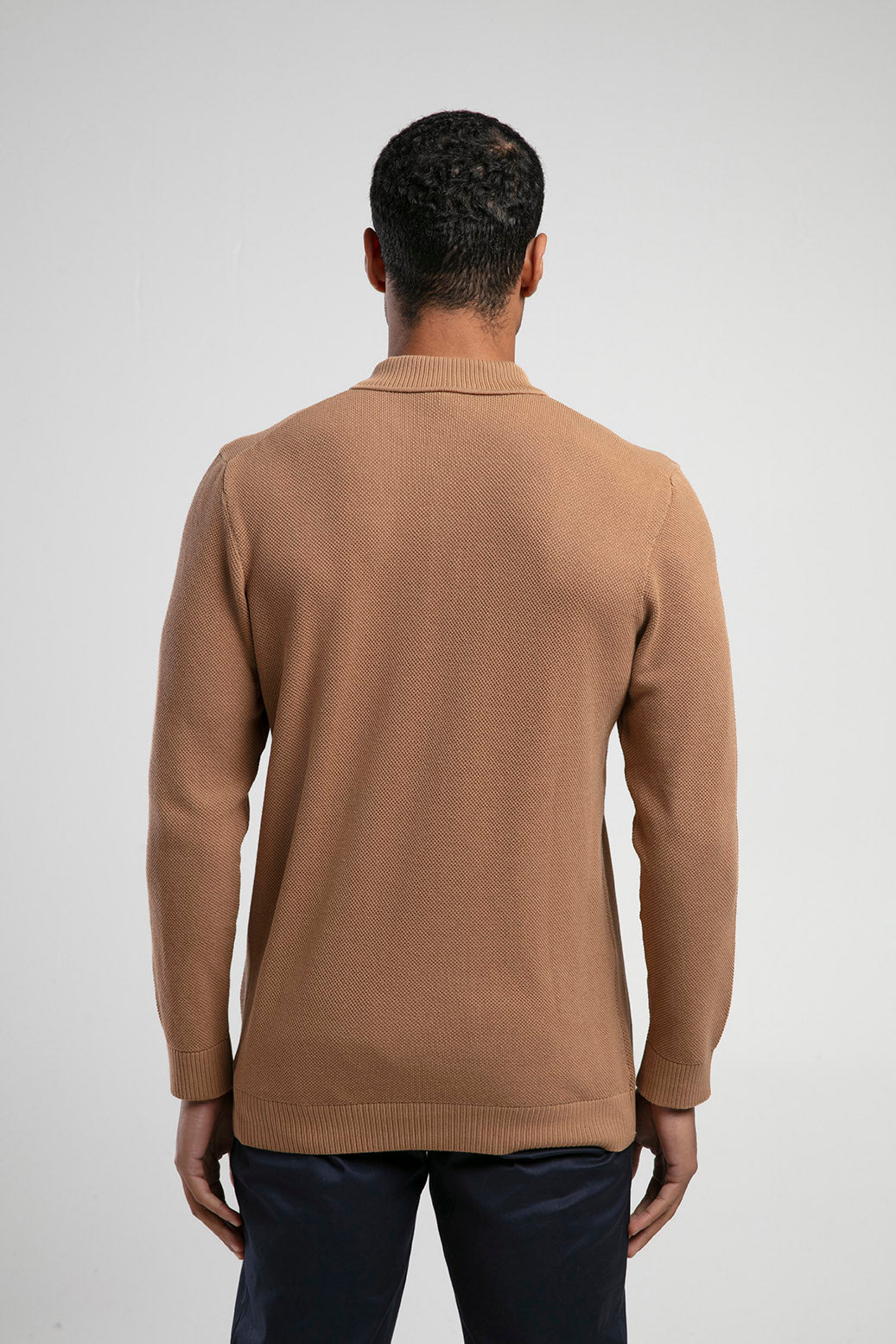 Yarım Fermuarlı Polo Yaka Triko - Camel