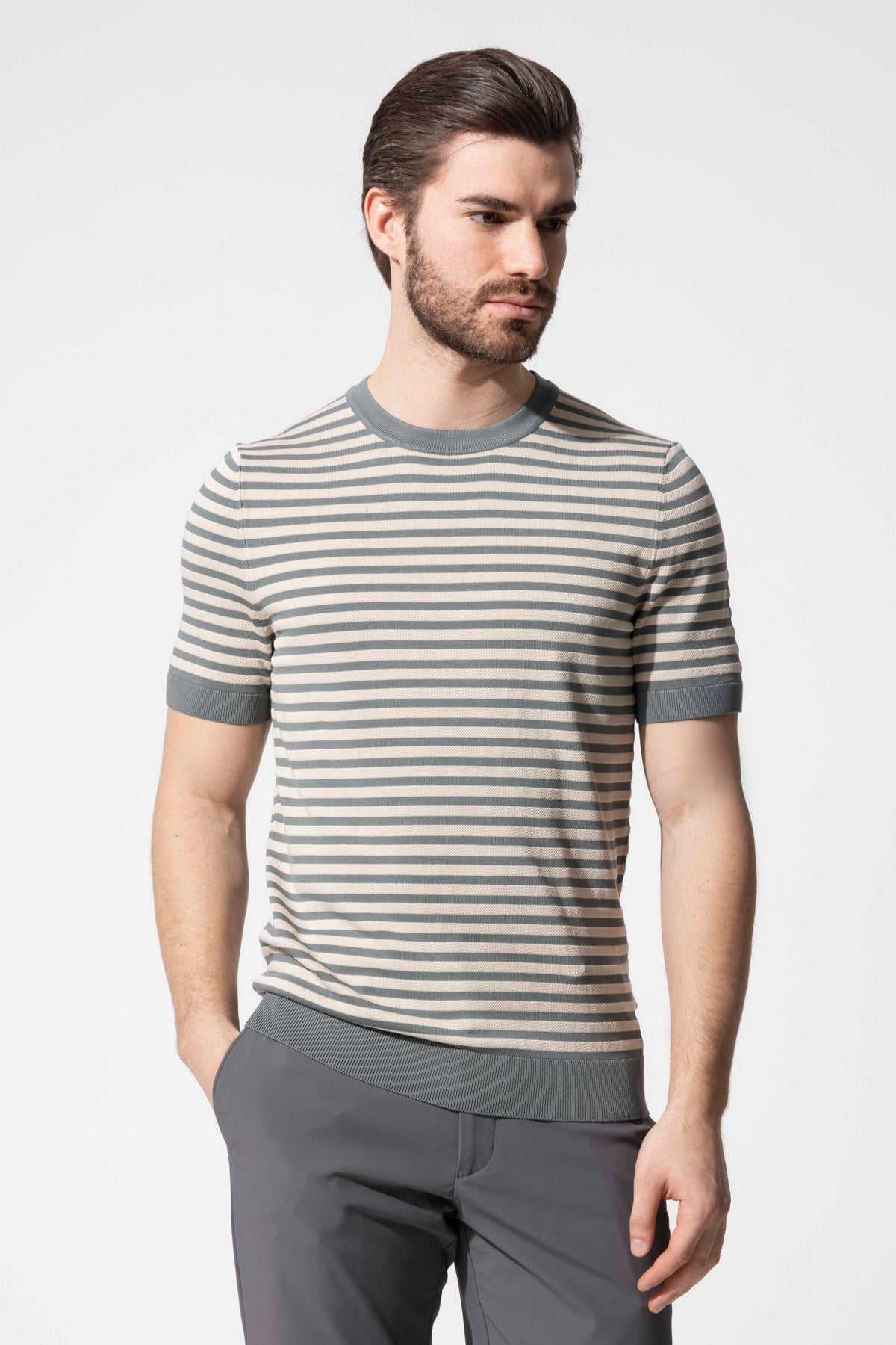 Çizgili Triko T-Shirt