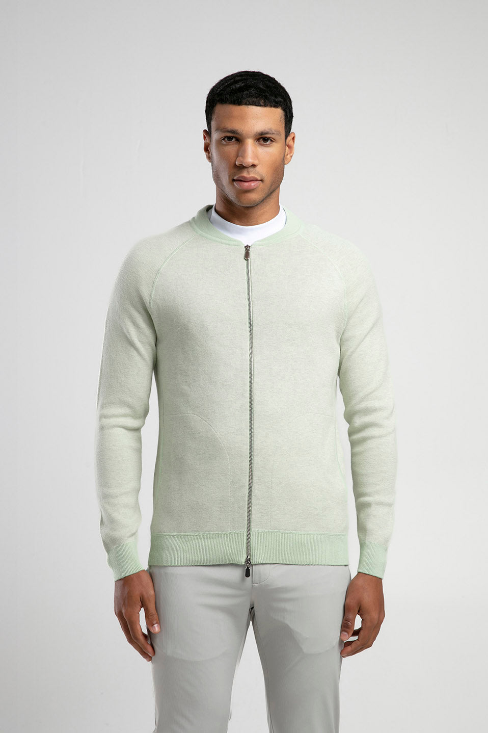 Fermuarlı Raglan Kol Triko - Mint