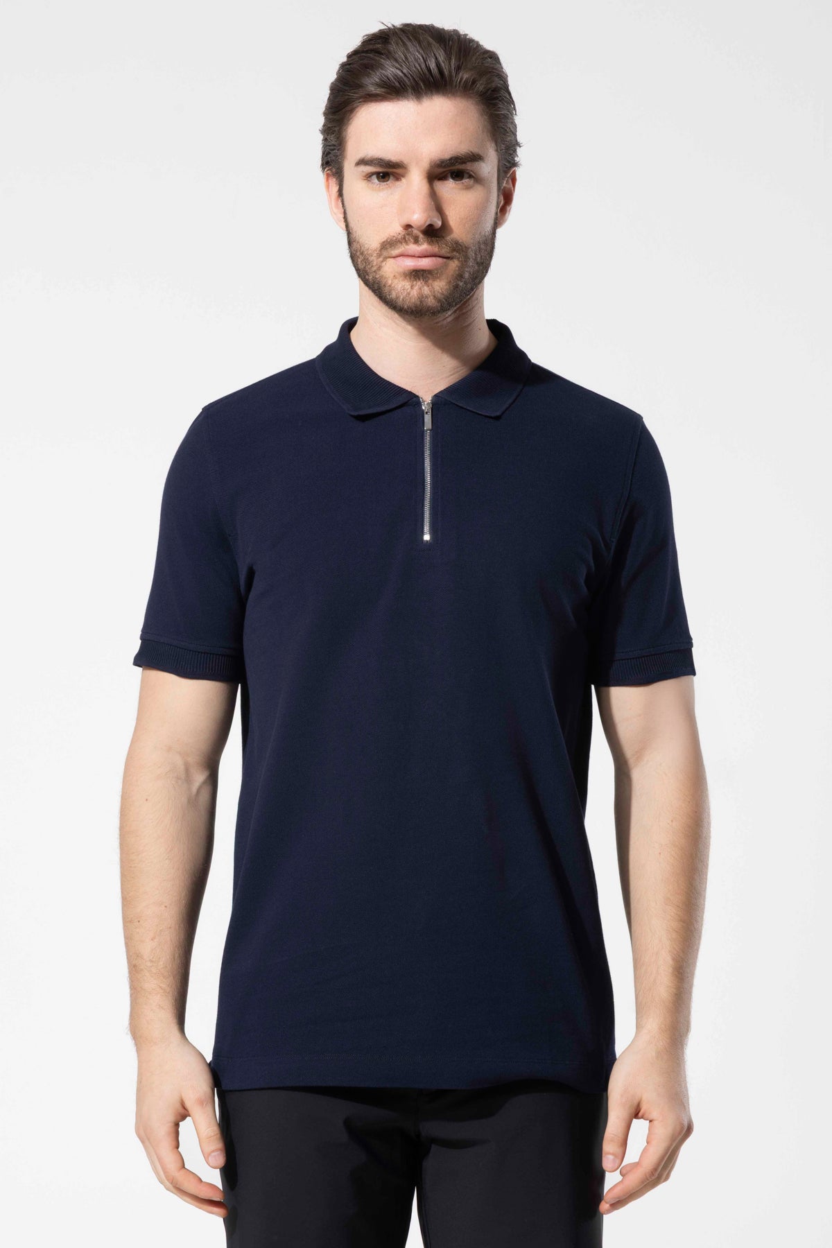 Fermuarlı Polo Yaka T-Shirt