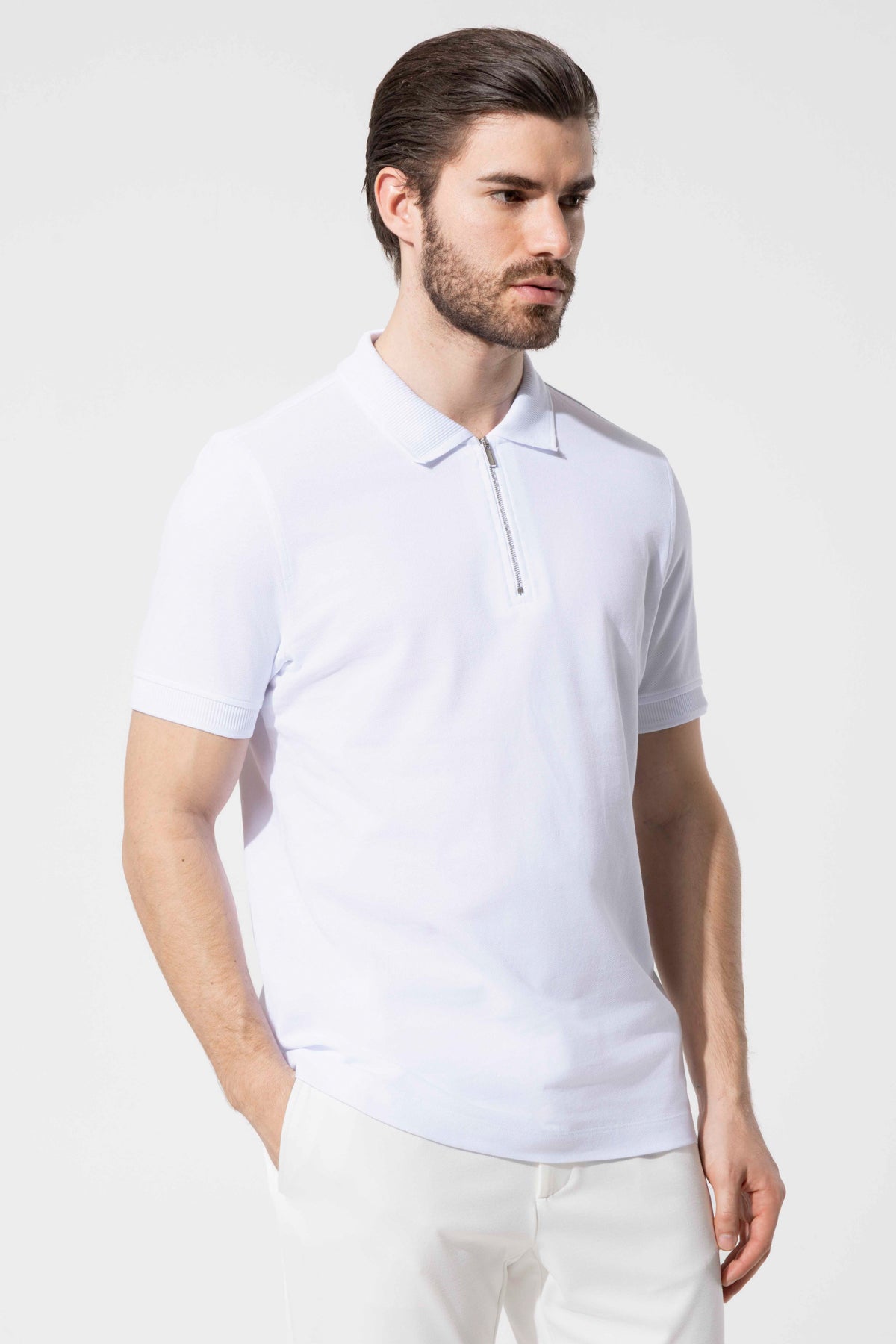 Fermuarlı Polo Yaka T-Shirt