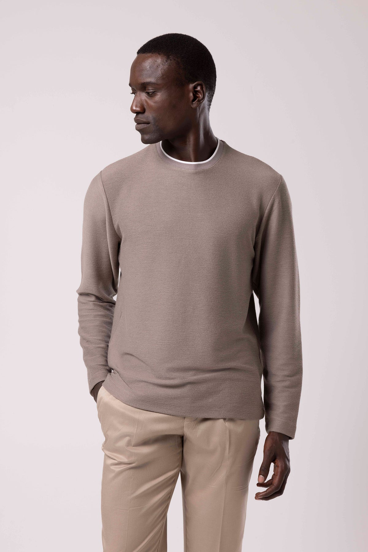 Bisiklet Yaka Sade Sweatshirt