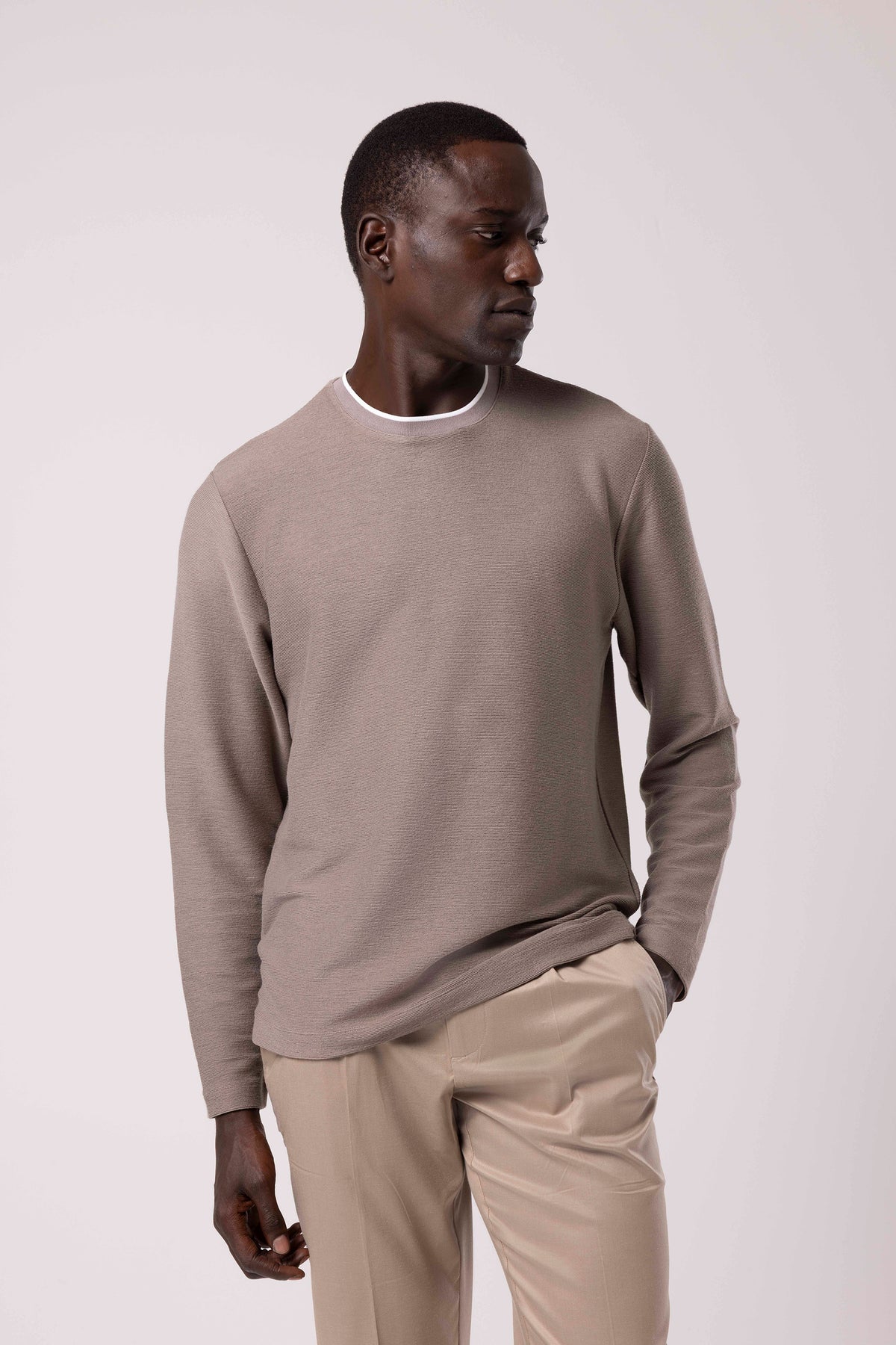 Bisiklet Yaka Sade Sweatshirt