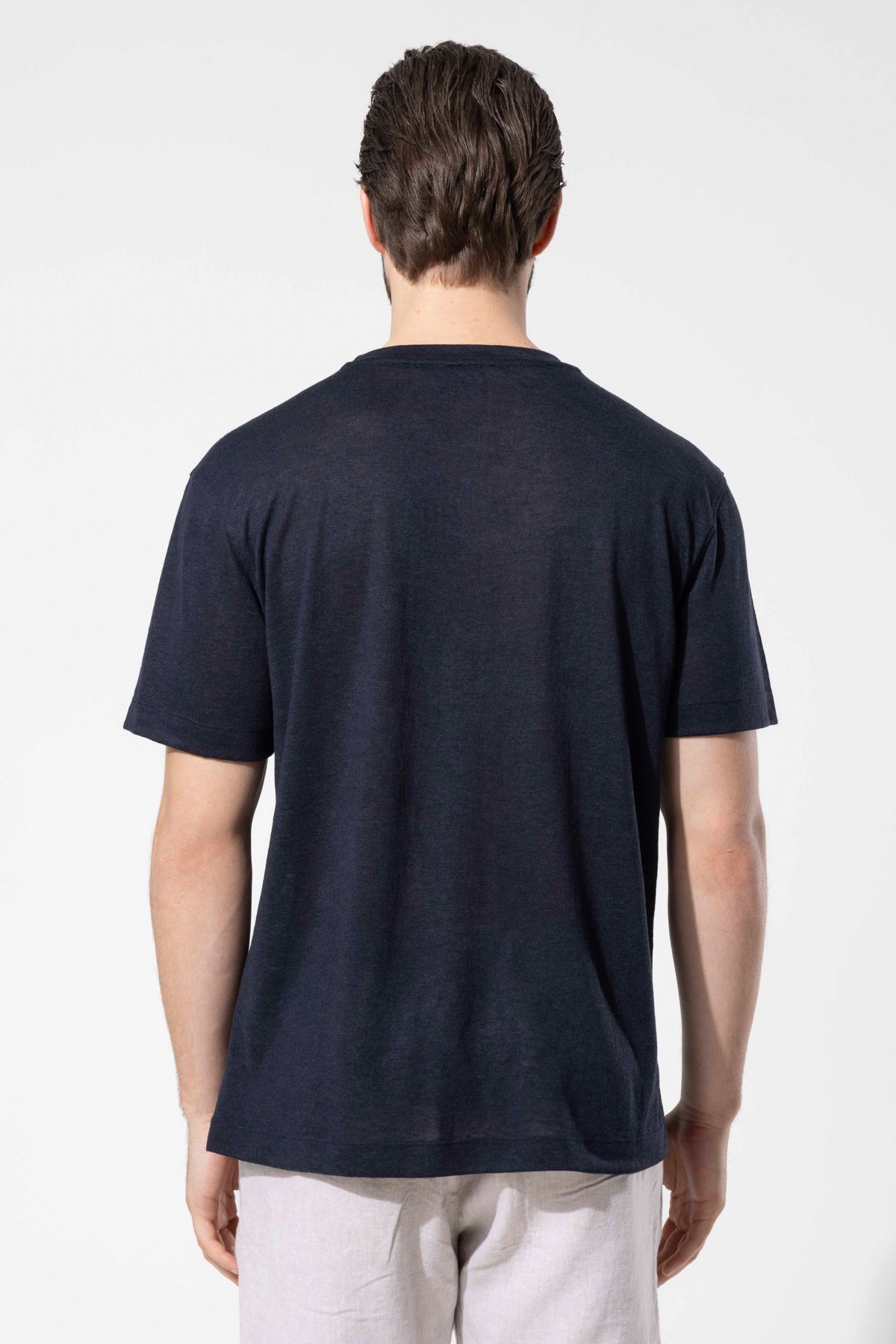 Hafif Dokulu Bisiklet Yaka T-Shirt