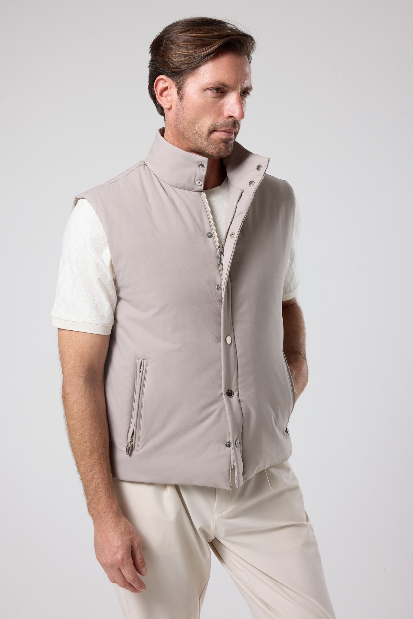 Düğmeli Dik Yaka Yelek - YLK-7508-BEIGE-S - YLK-7508-BEIGE-S_4