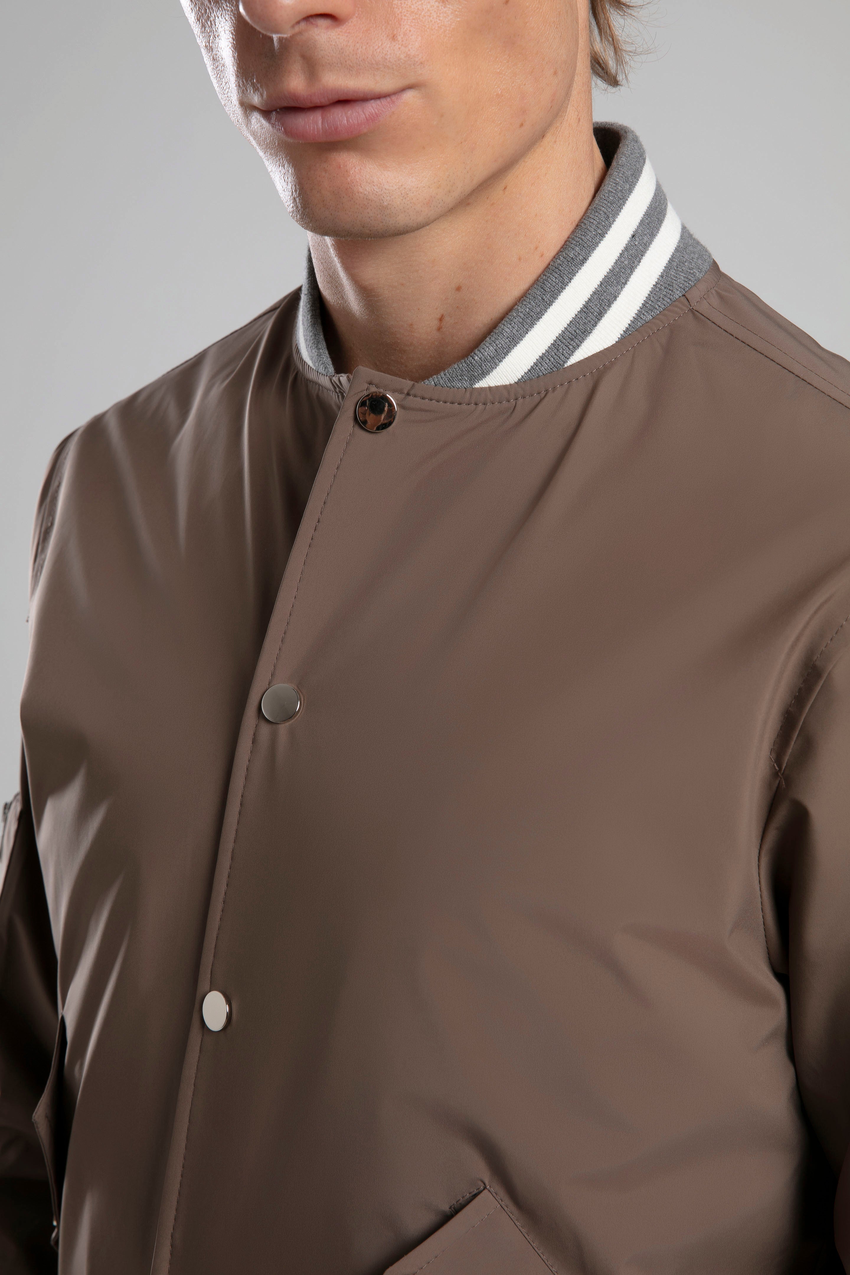 Çıtçıtlı Bomber Ceket - Kahverengi