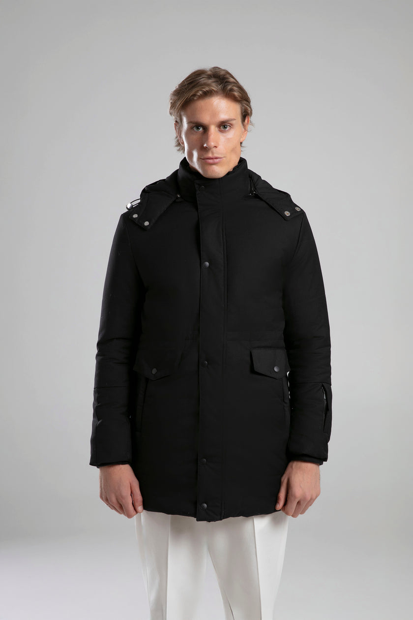 Kapüşonlu Uzun Ceket