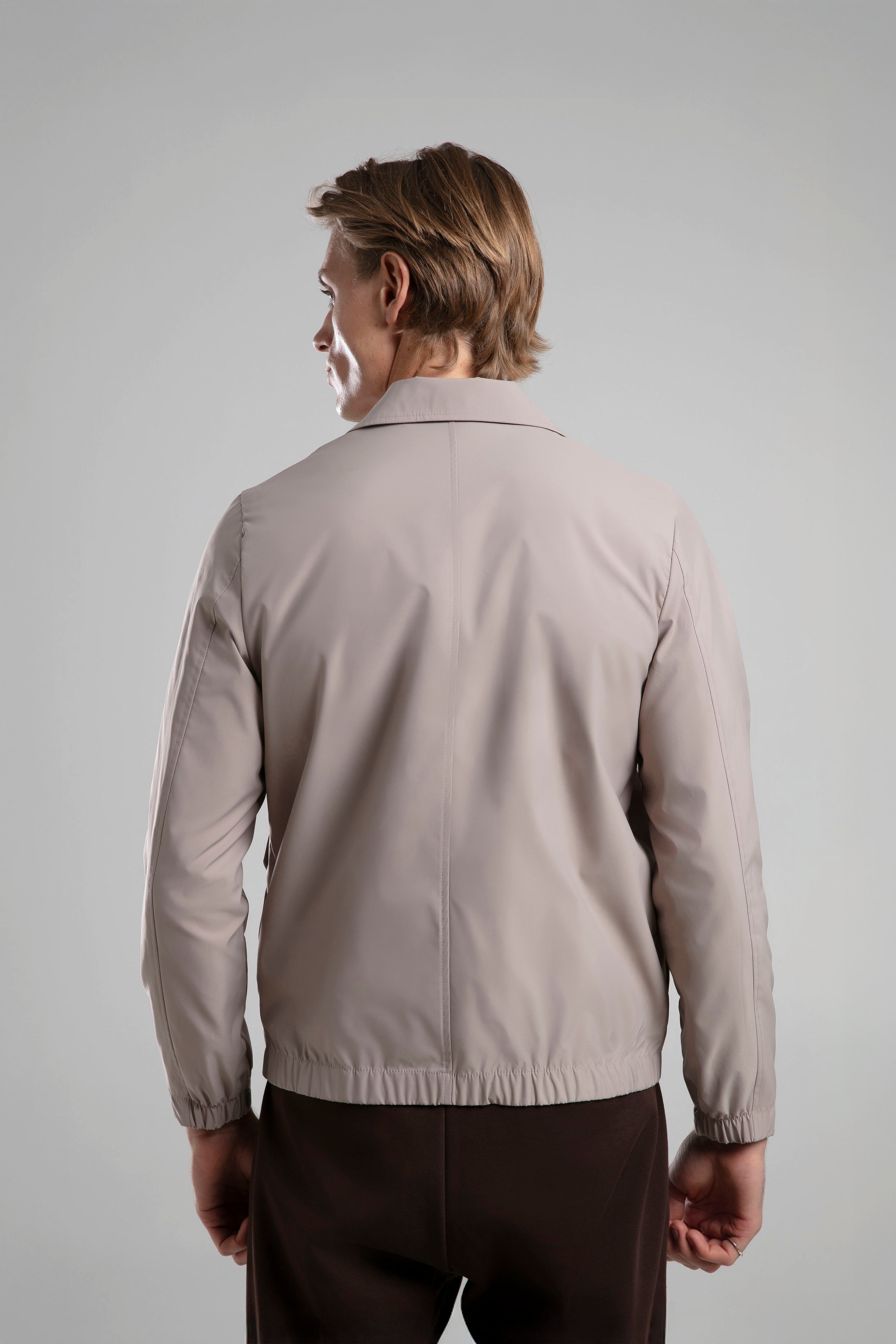 Çıtçıtlı Cep Detaylı Fermuarlı Ceket - Taş