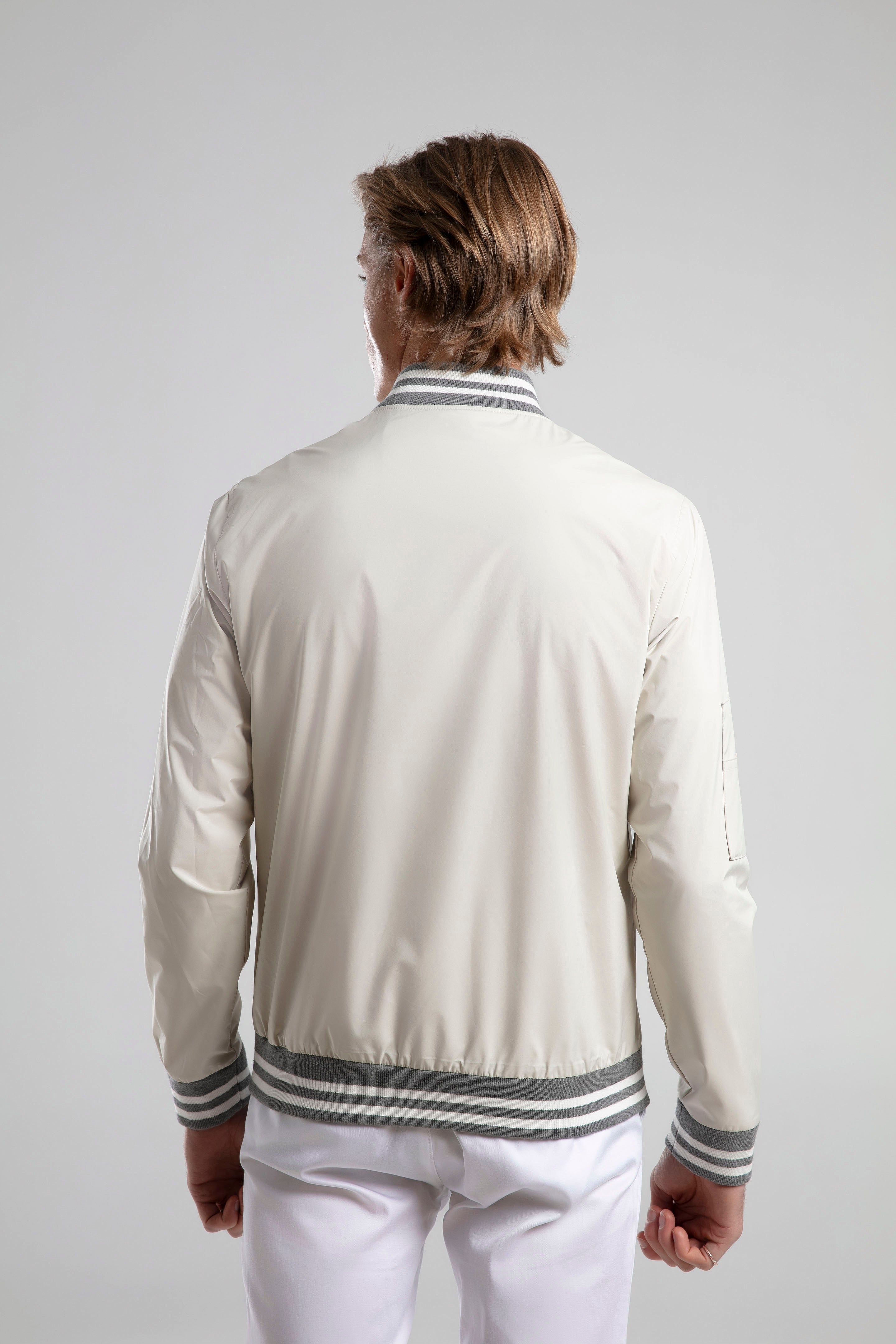 Çıtçıtlı Bomber Ceket - Ekru