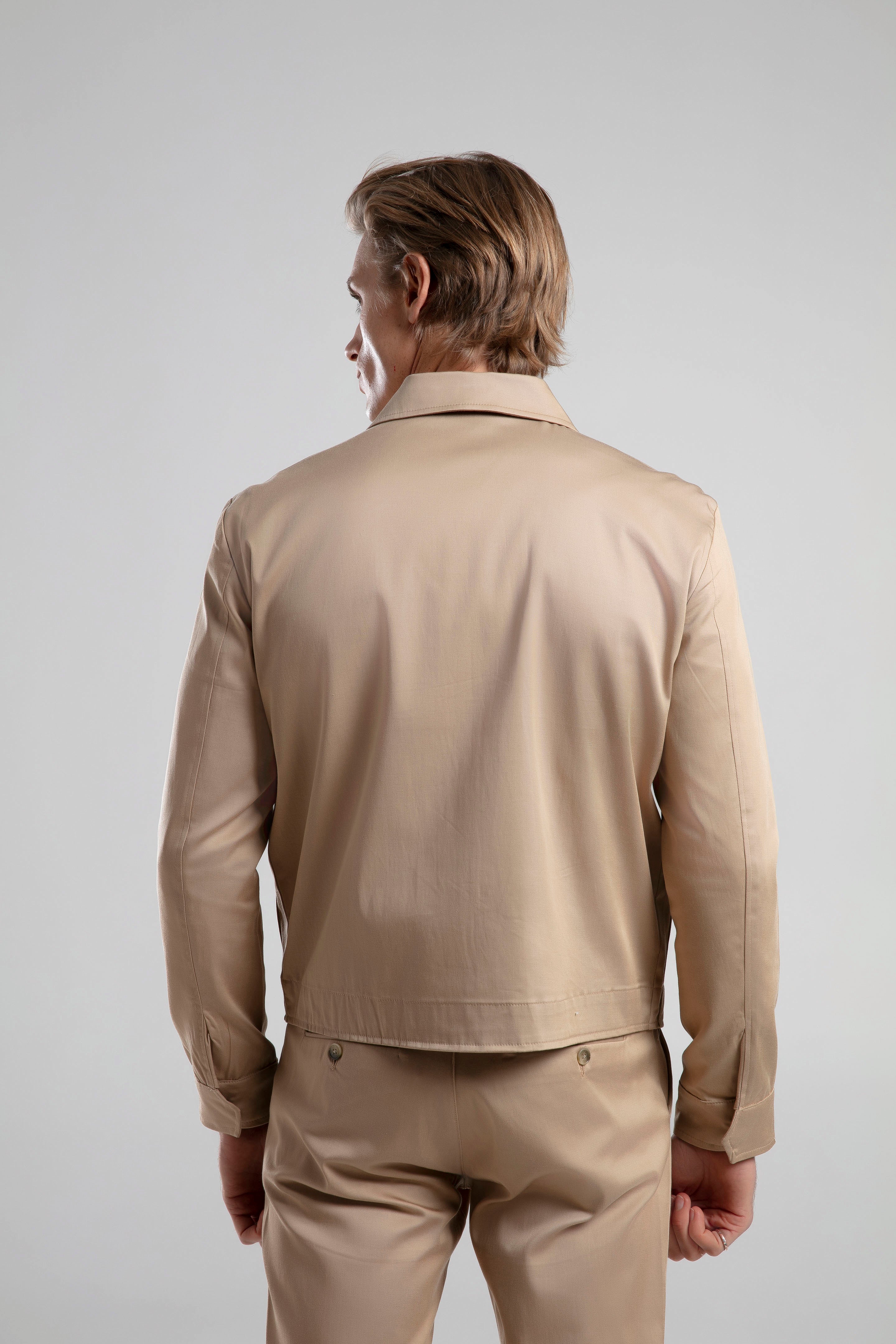 Fermuarlı Kısa Ceket - Beige