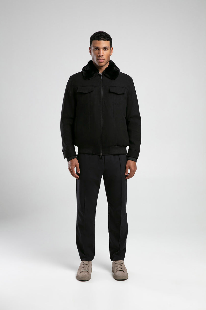 Kürk Yakalı Fermuarlı Ceket