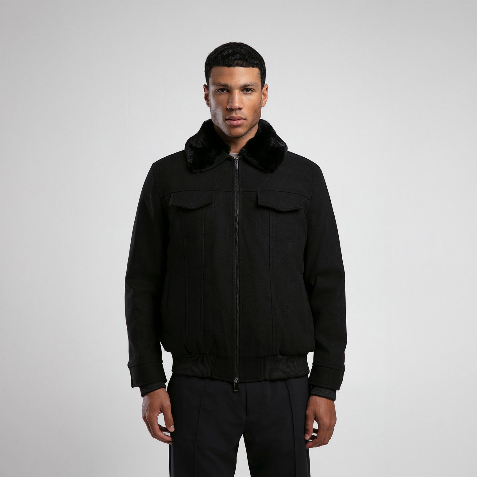 Kürk Yakalı Fermuarlı Ceket