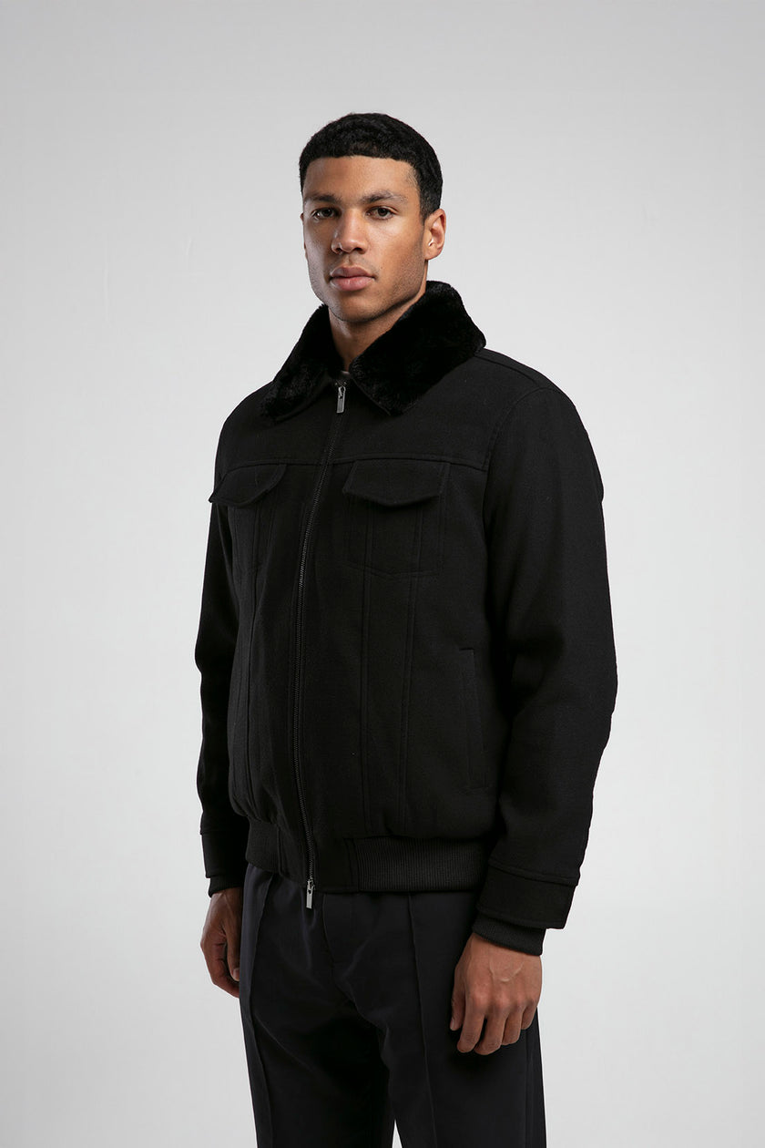 Kürk Yakalı Fermuarlı Ceket