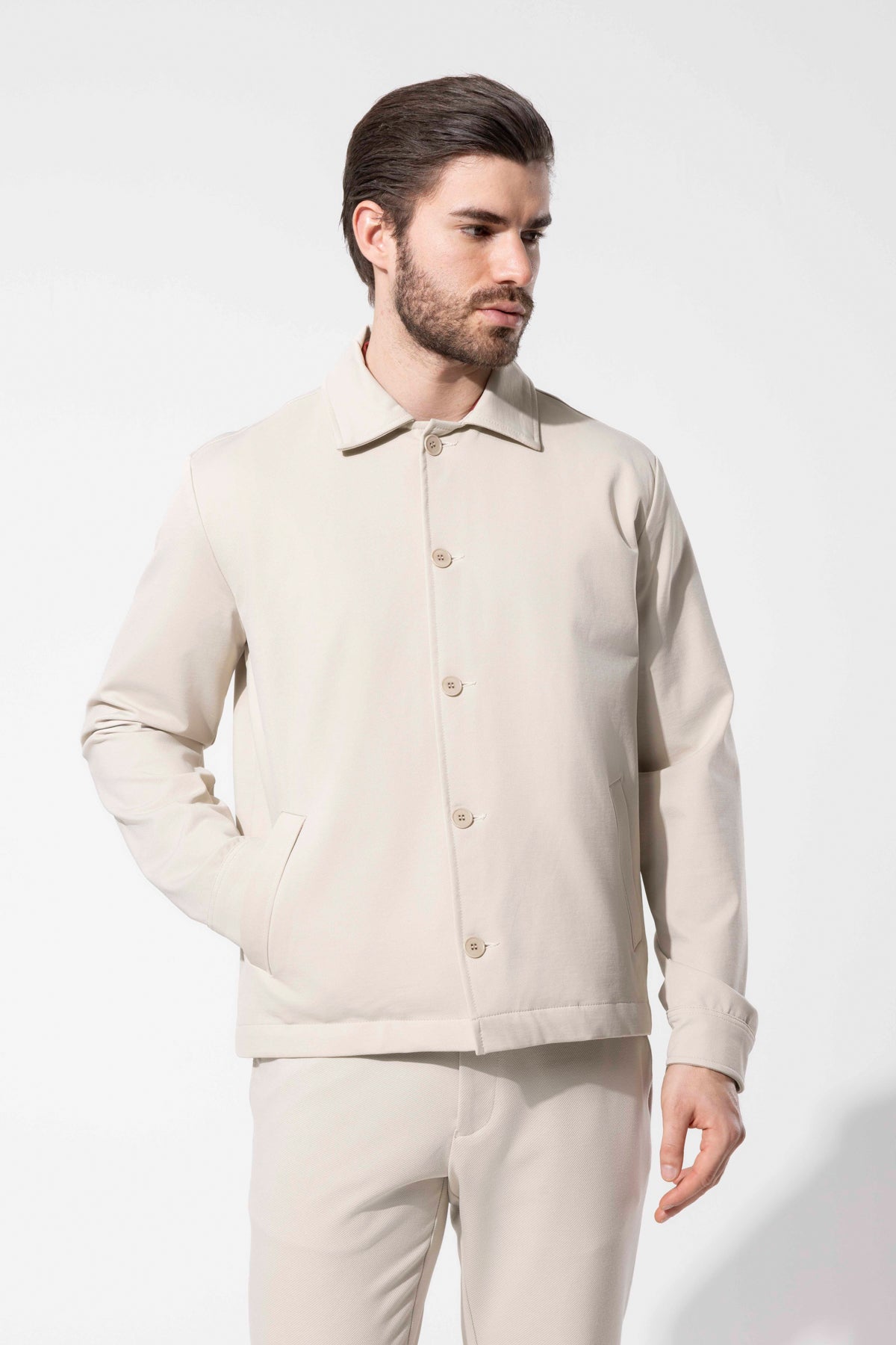 Minimal Tasarımlı Modern Erkek Ceket - Bej
