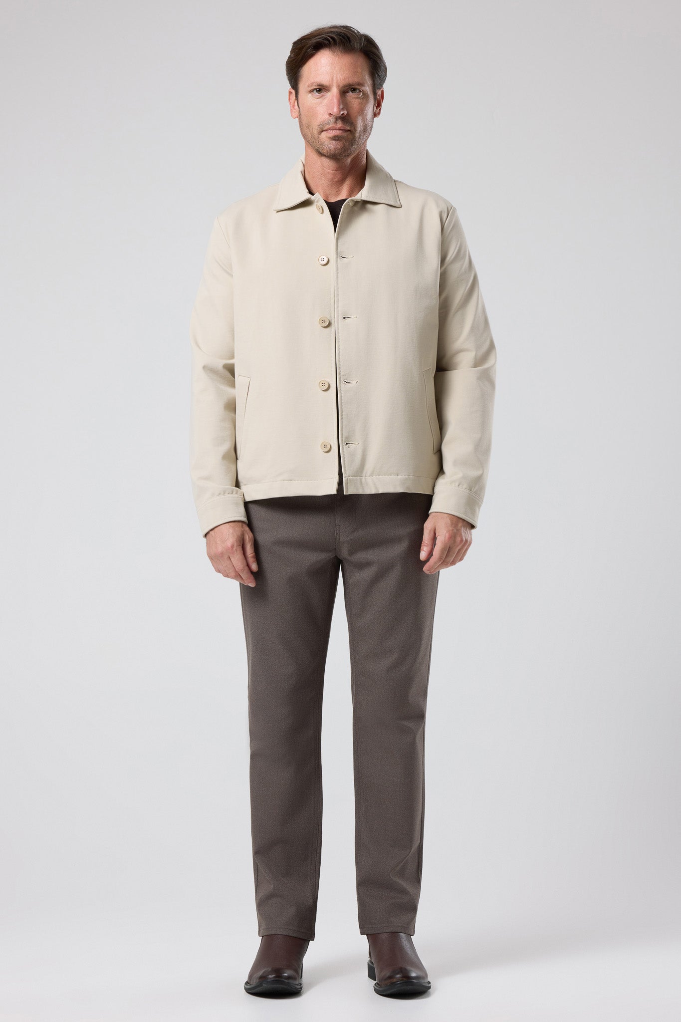 Düğmeli Klasik Yaka Ceket - CKT-5033-BEIGE-S