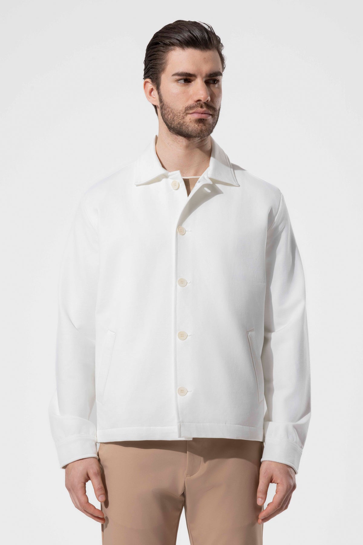 Minimal Tasarımlı Modern Erkek Ceket - Beyaz