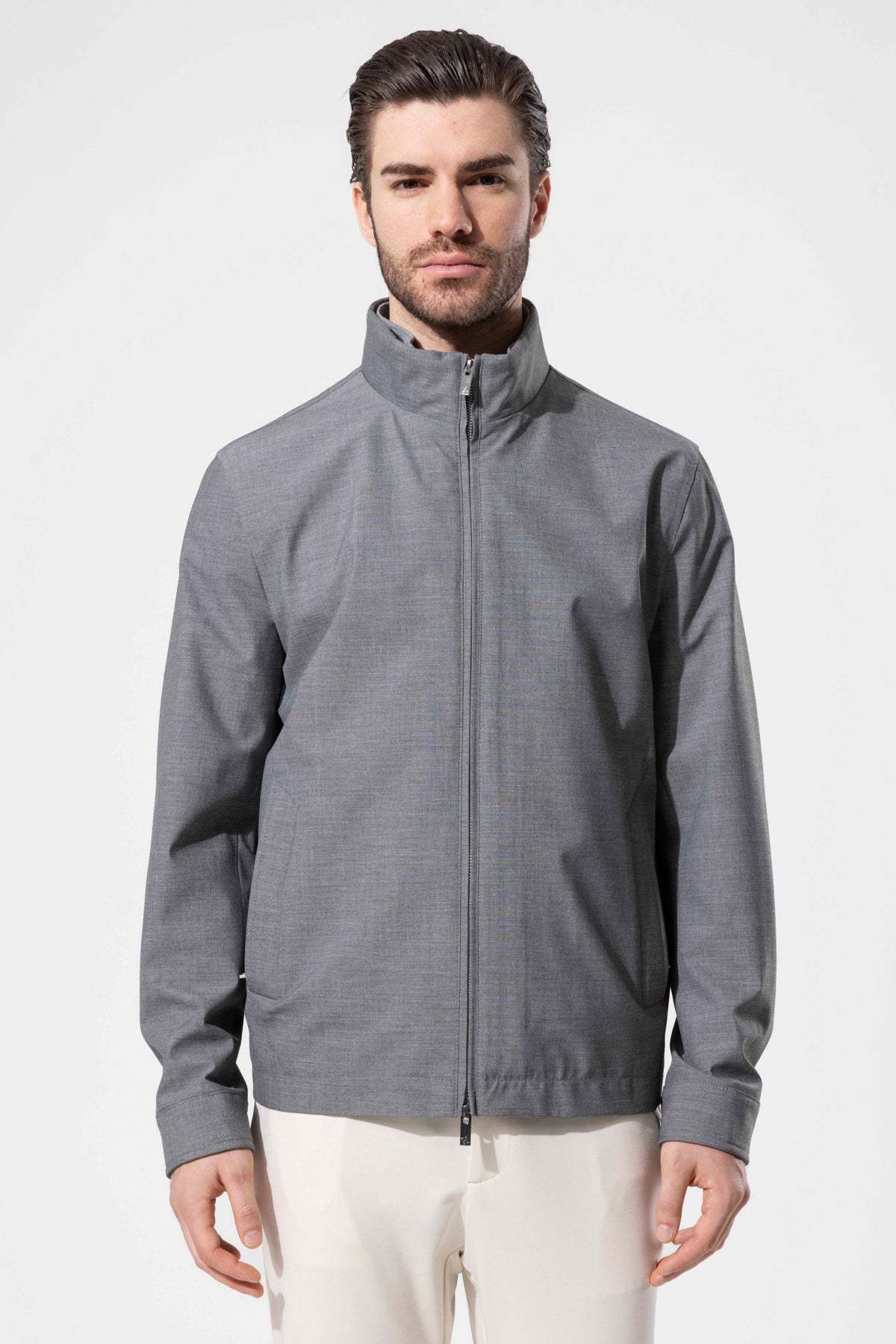 Stand-Collar Zippered Modern Men's Jacket