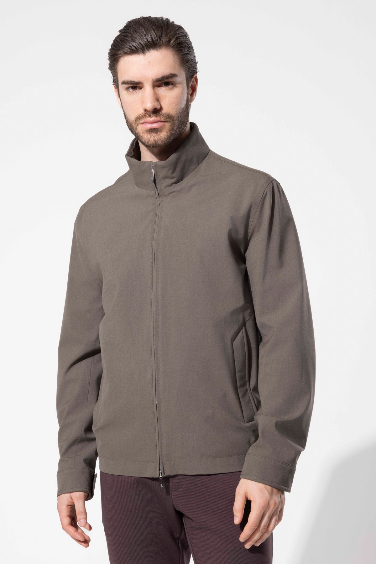 Stand-Collar Zippered Modern Men's Jacket