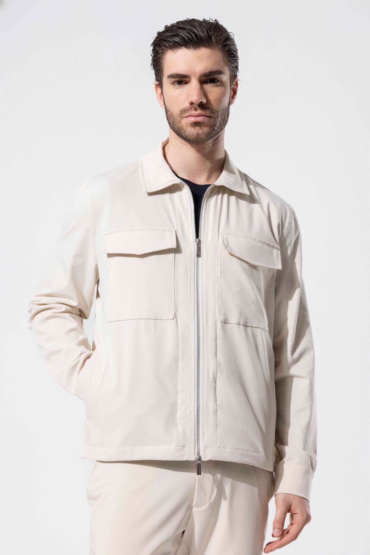 Men's Zip-Up Jacket with Pocket Details