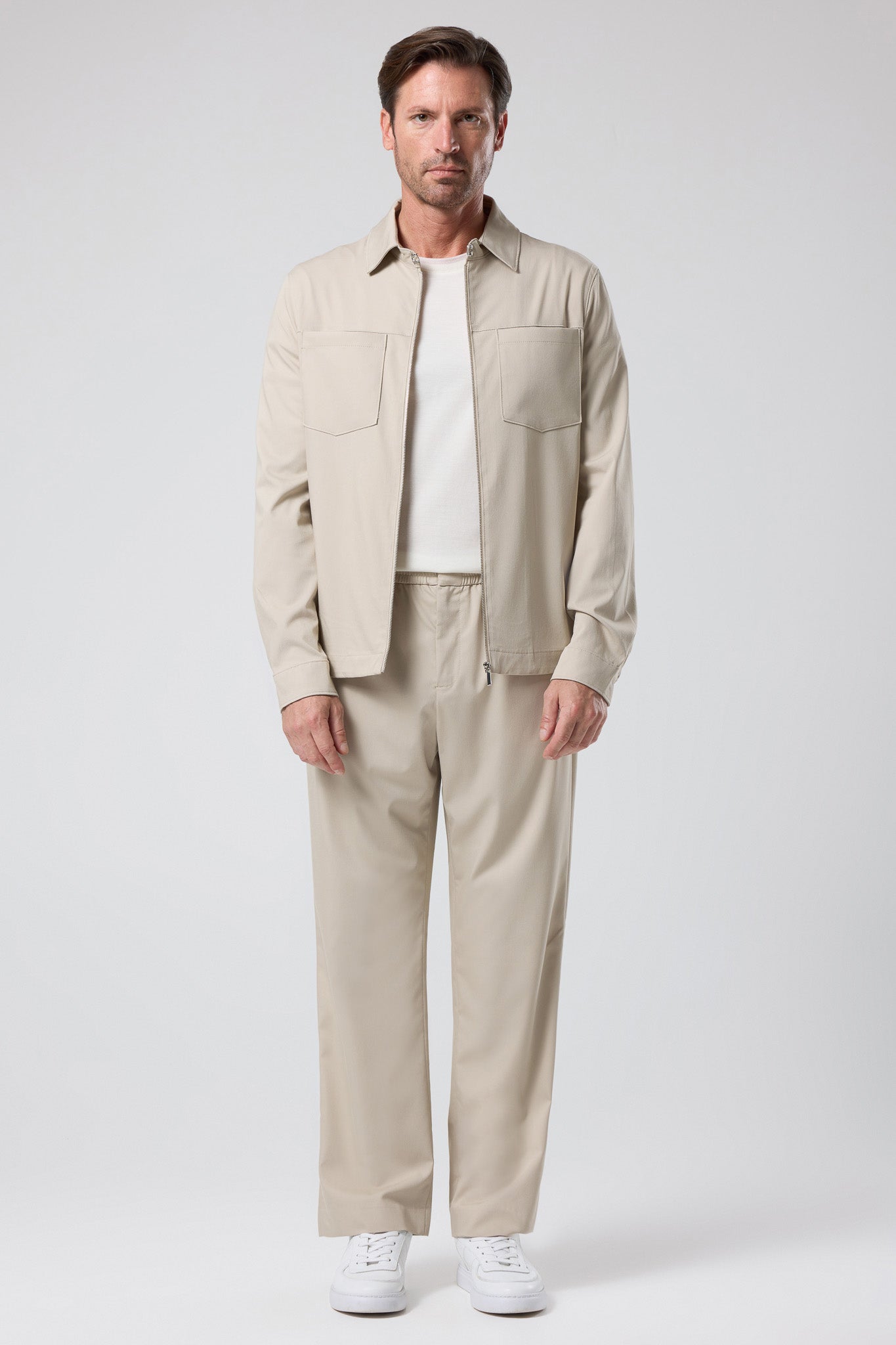 Fermuarlı Gömlek Ceket - CKT-5049-BEIGE-S