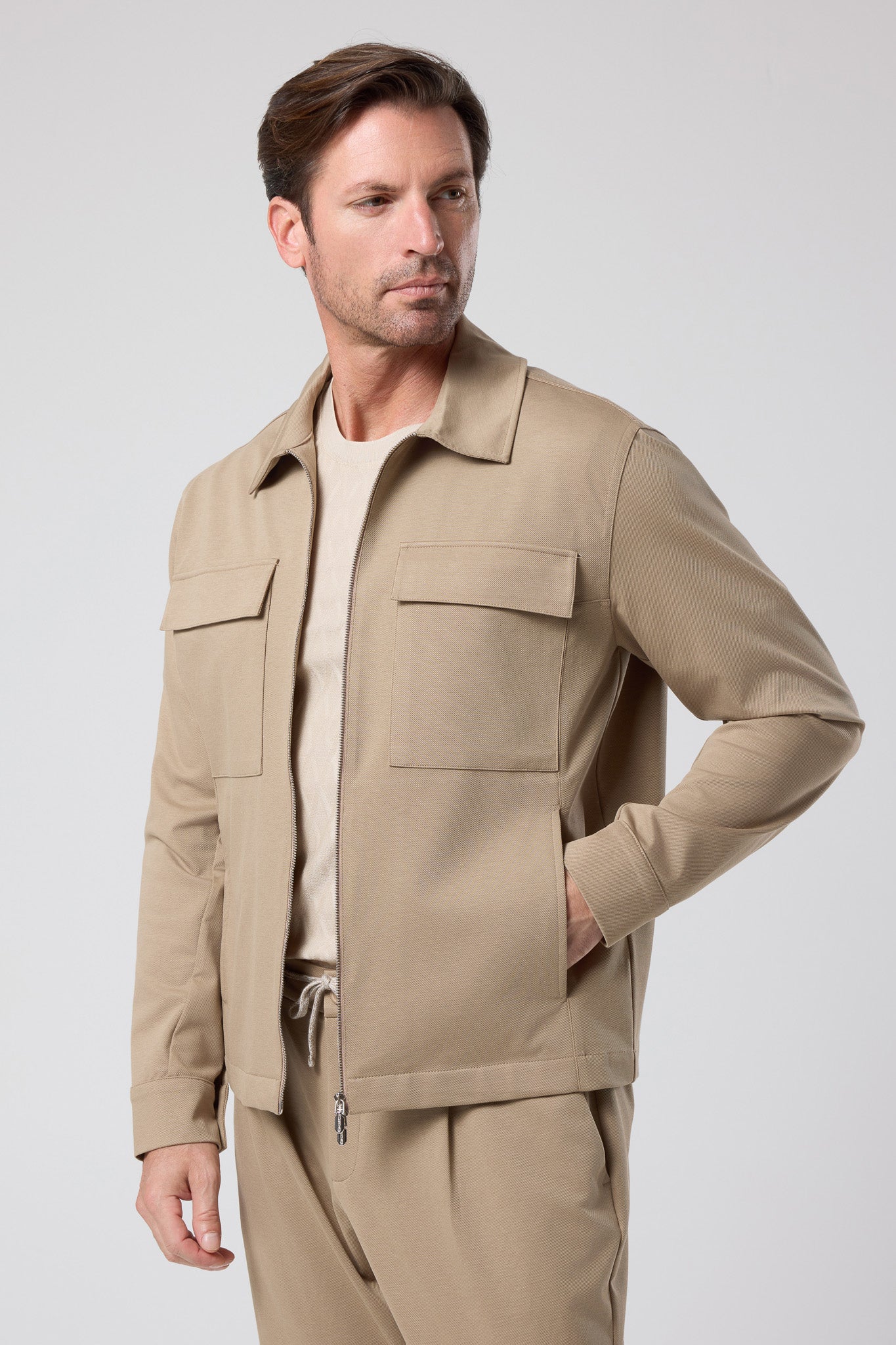 Fermuarlı Cep Detaylı Ceket - CKT-5053-BEIGE-S - CKT-5053-BEIGE-S_1