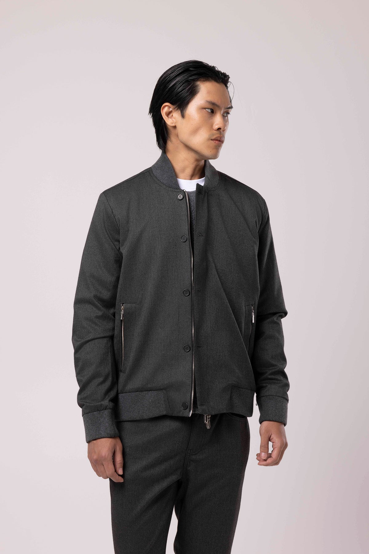 Stand Collar Zip-Up Bomber Jacket