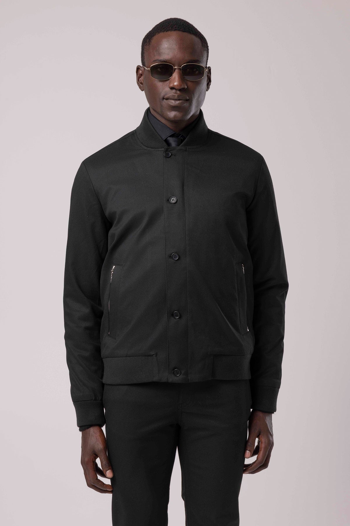 Stand Collar Zip-Up Bomber Jacket