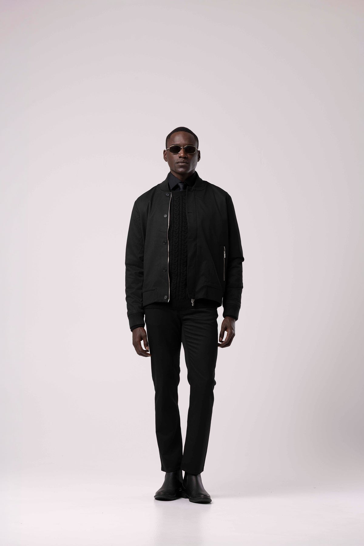 Stand Collar Zip-Up Bomber Jacket
