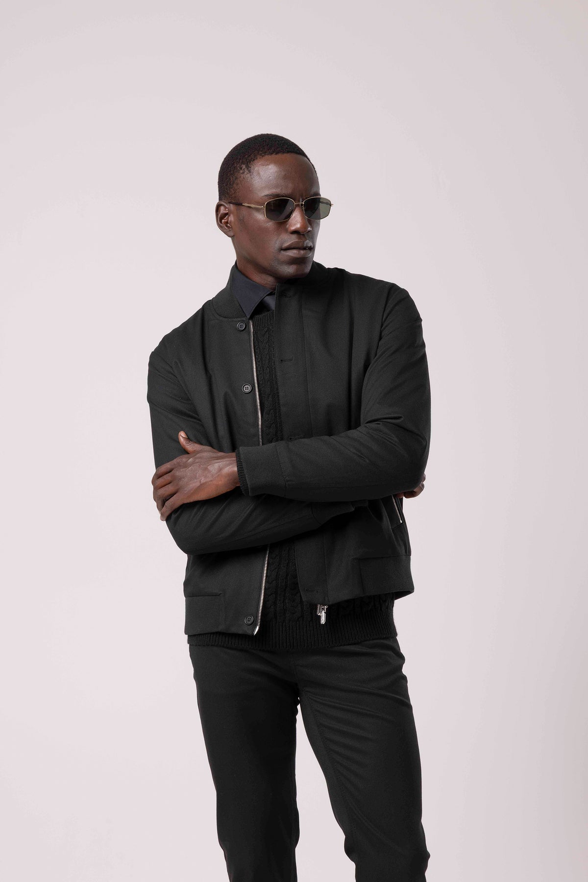 Stand Collar Zip-Up Bomber Jacket