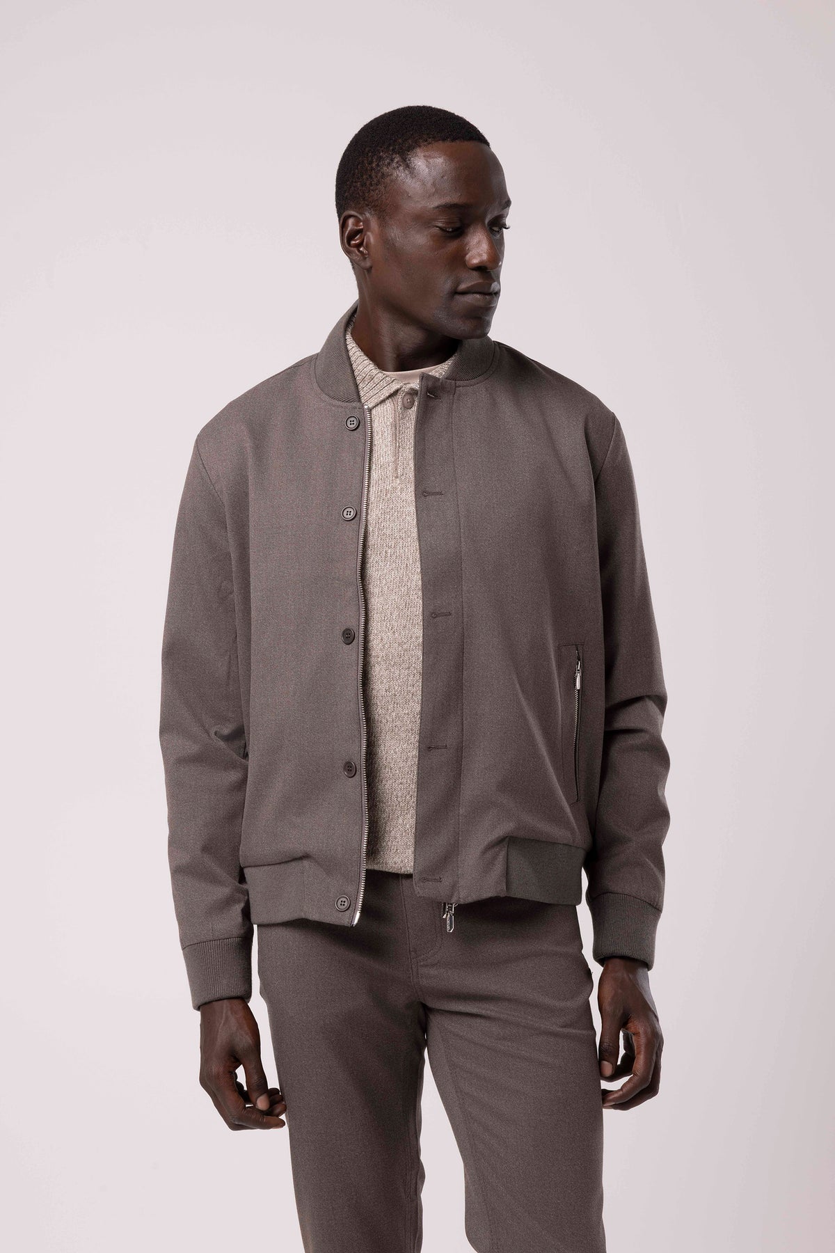 Stand Collar Zip-Up Bomber Jacket