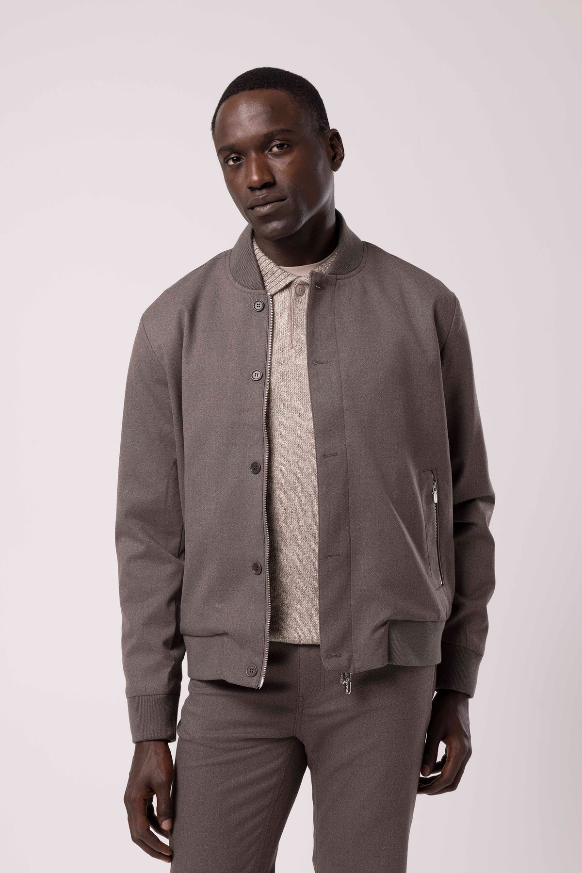 Stand Collar Zip-Up Bomber Jacket