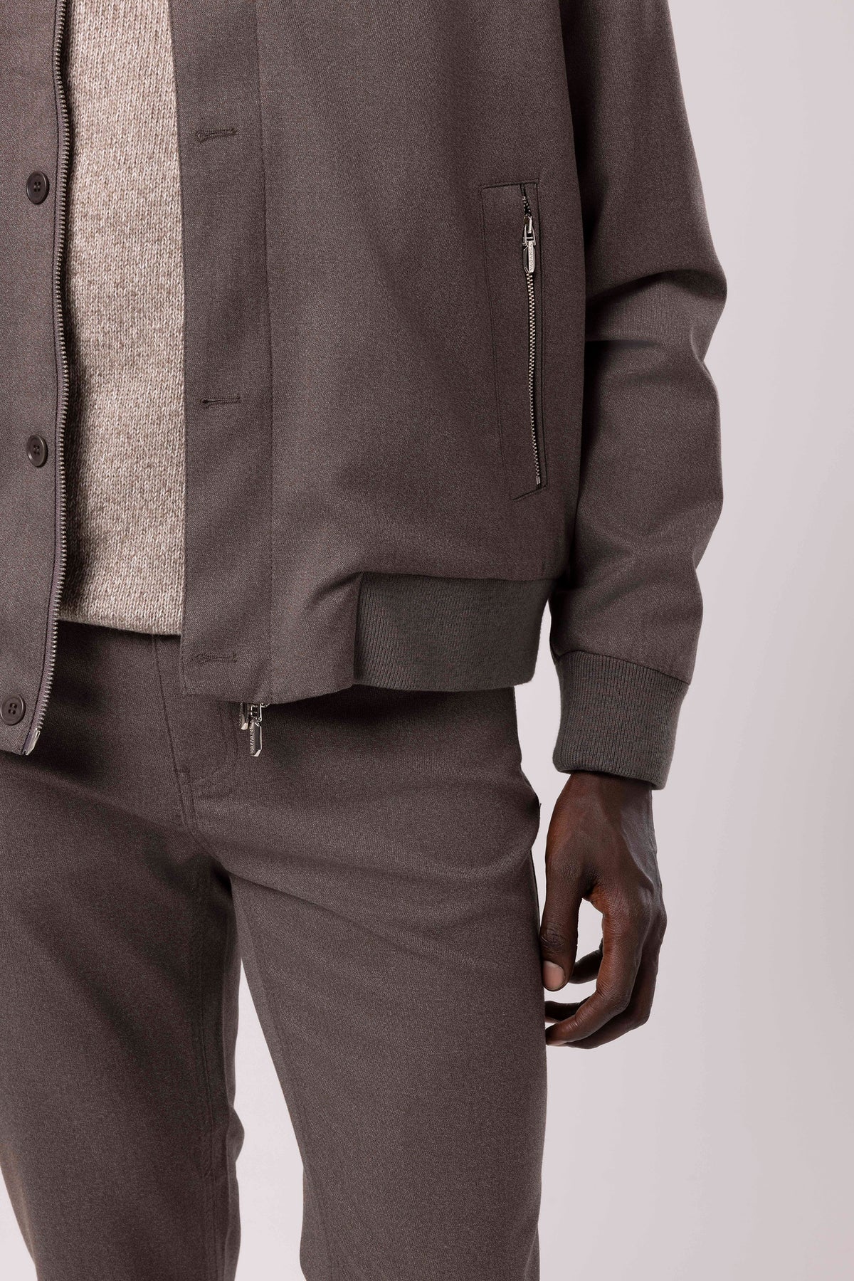 Stand Collar Zip-Up Bomber Jacket