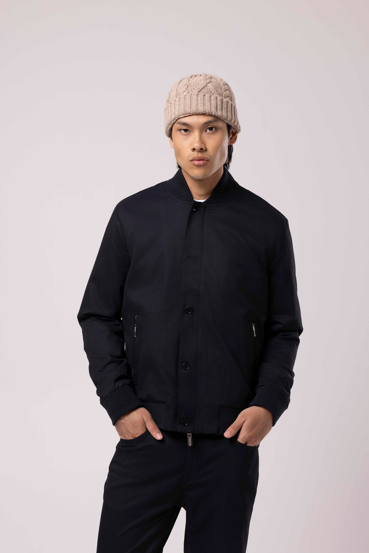 Stand Collar Zip-Up Bomber Jacket